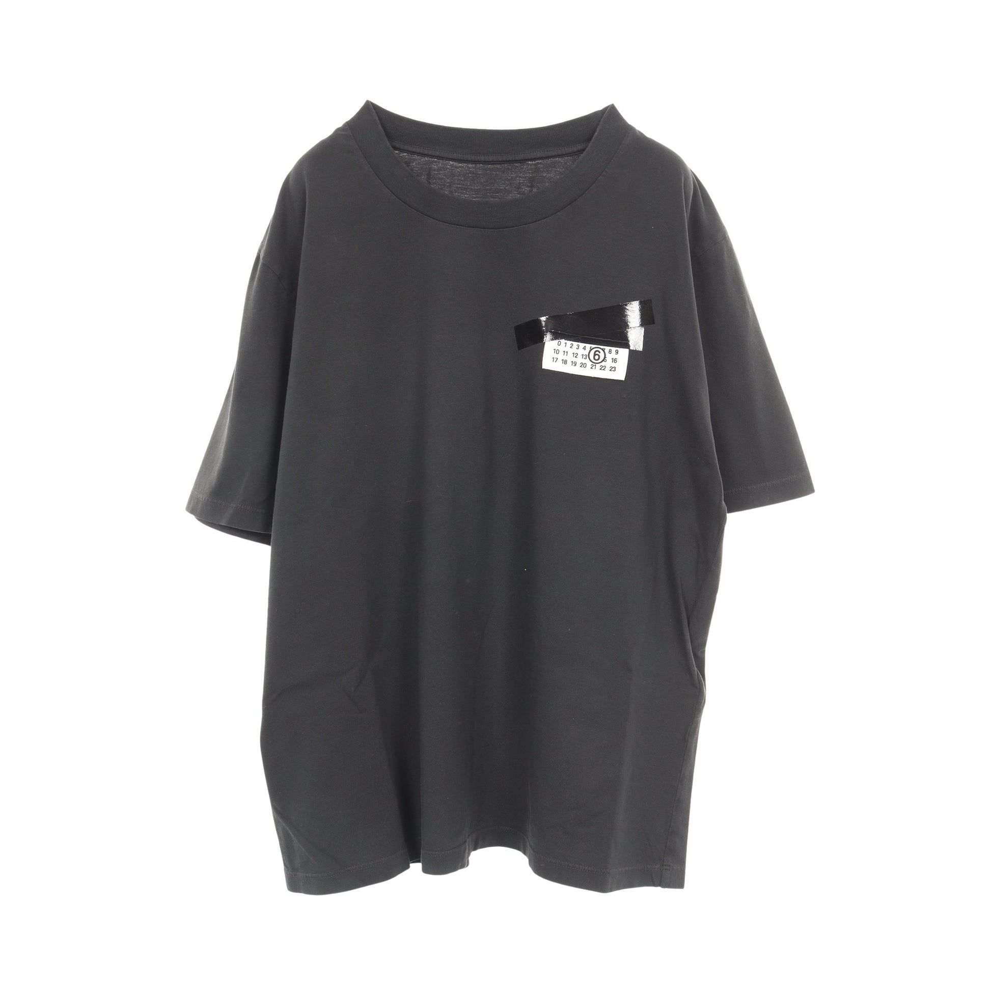 テープドラベル 半袖Tシャツ クルーネック コットン ブラック エムエム 