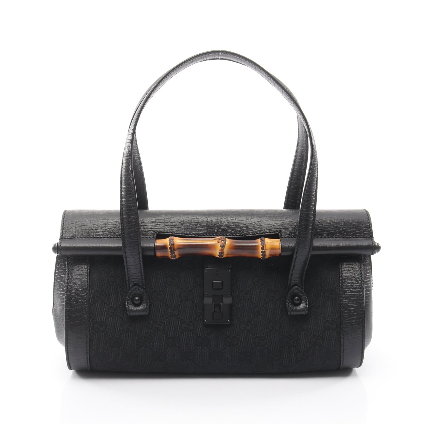 バンブー GGキャンバス ハンドバッグ キャンバス レザー ブラック グッチ バッグ GUCCI