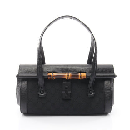 バンブー GGキャンバス ハンドバッグ キャンバス レザー ブラック グッチ バッグ GUCCI