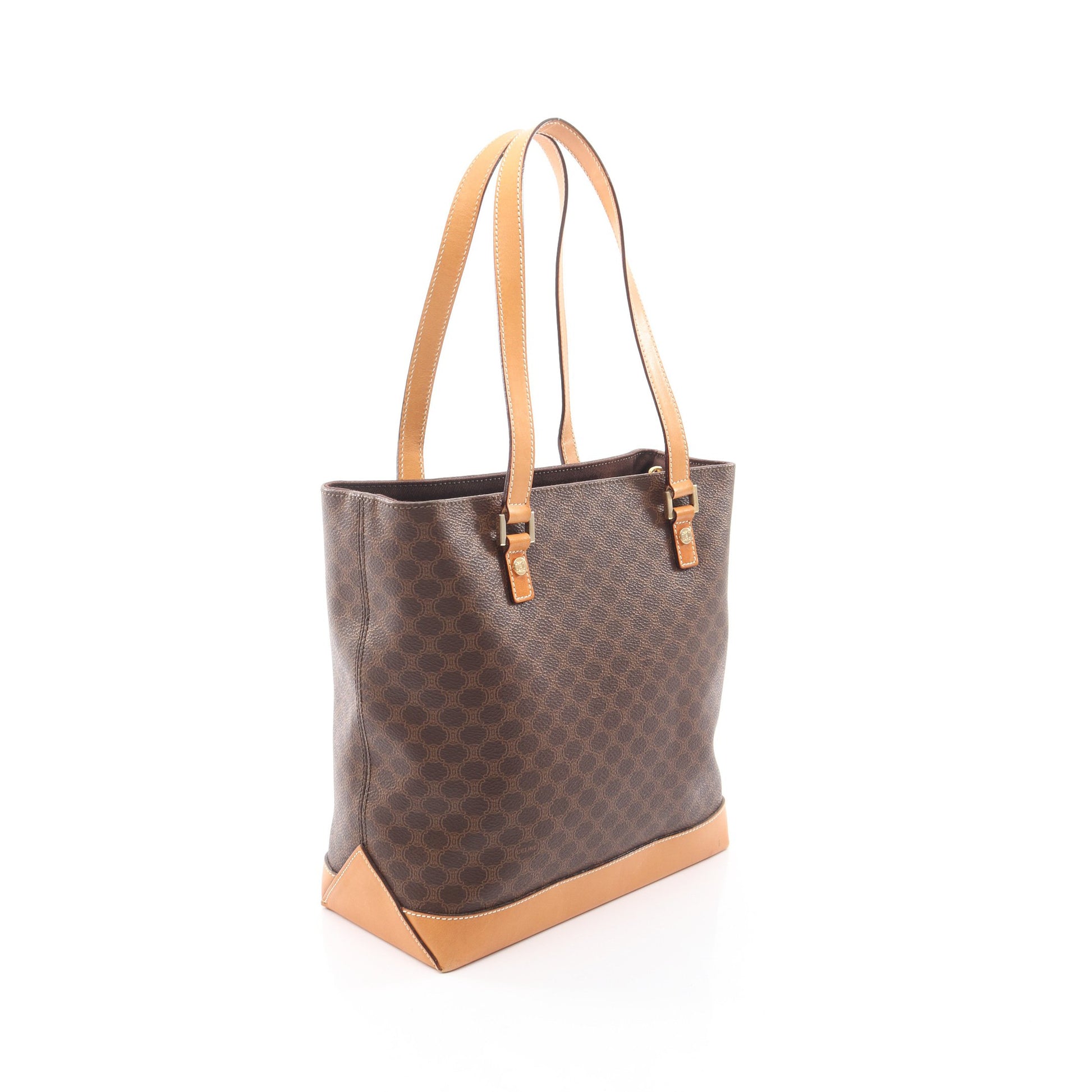 マカダム ハンドバッグ PVC レザー ダークブラウン ブラウン セリーヌ バッグ CELINE