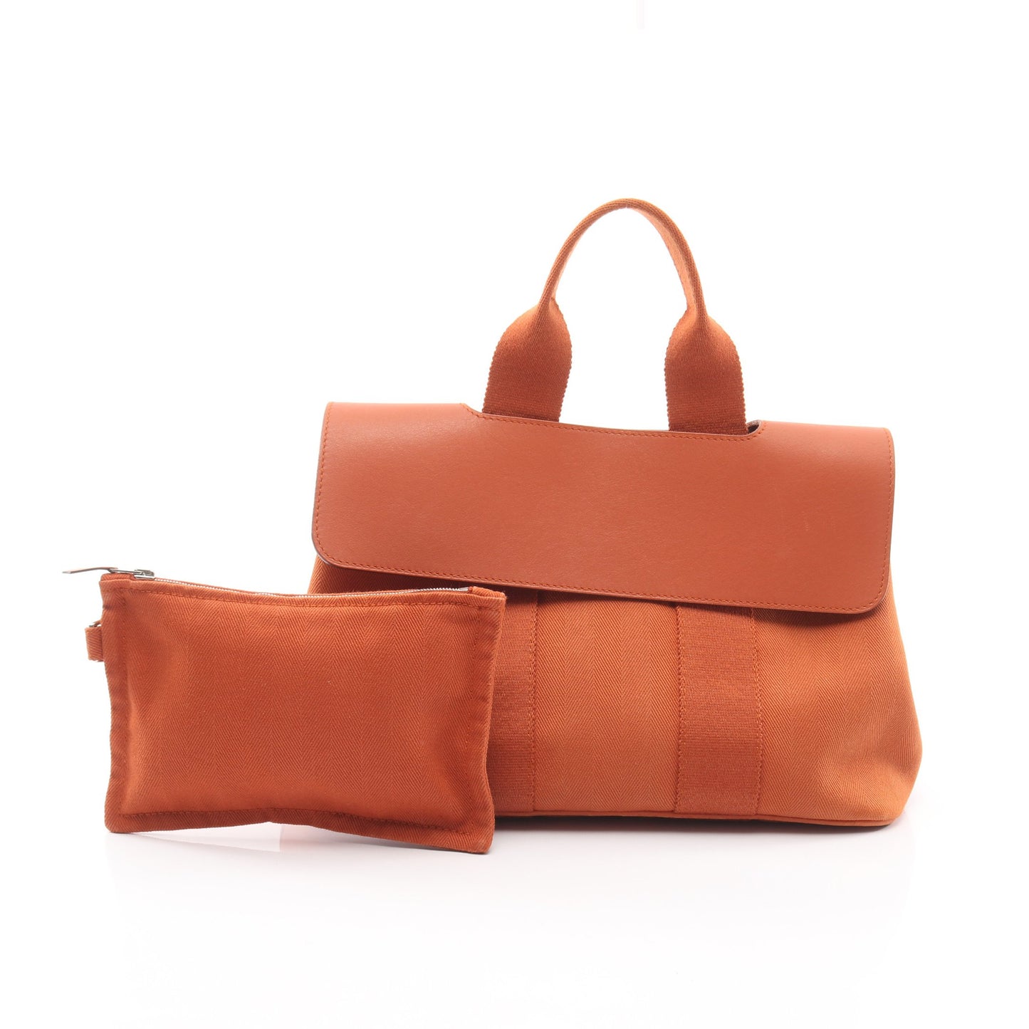 ヴァルパライソPM ハンドバッグ トワルシェブロン レザー ライトブラウン シルバー金具 エルメス バッグ HERMES