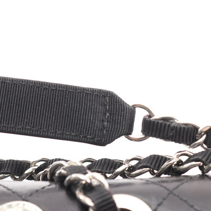 マトラッセ Wチェーンショルダーバッグ レザー ブラック シルバー金具 シャネル バッグ CHANEL