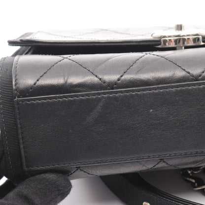 マトラッセ Wチェーンショルダーバッグ レザー ブラック シルバー金具 シャネル バッグ CHANEL