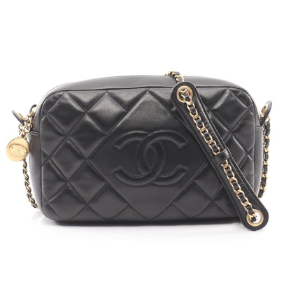 マトラッセ デカココマーク チェーンショルダーバッグ ラムスキン ブラック ゴールド金具 シャネル バッグ CHANEL
