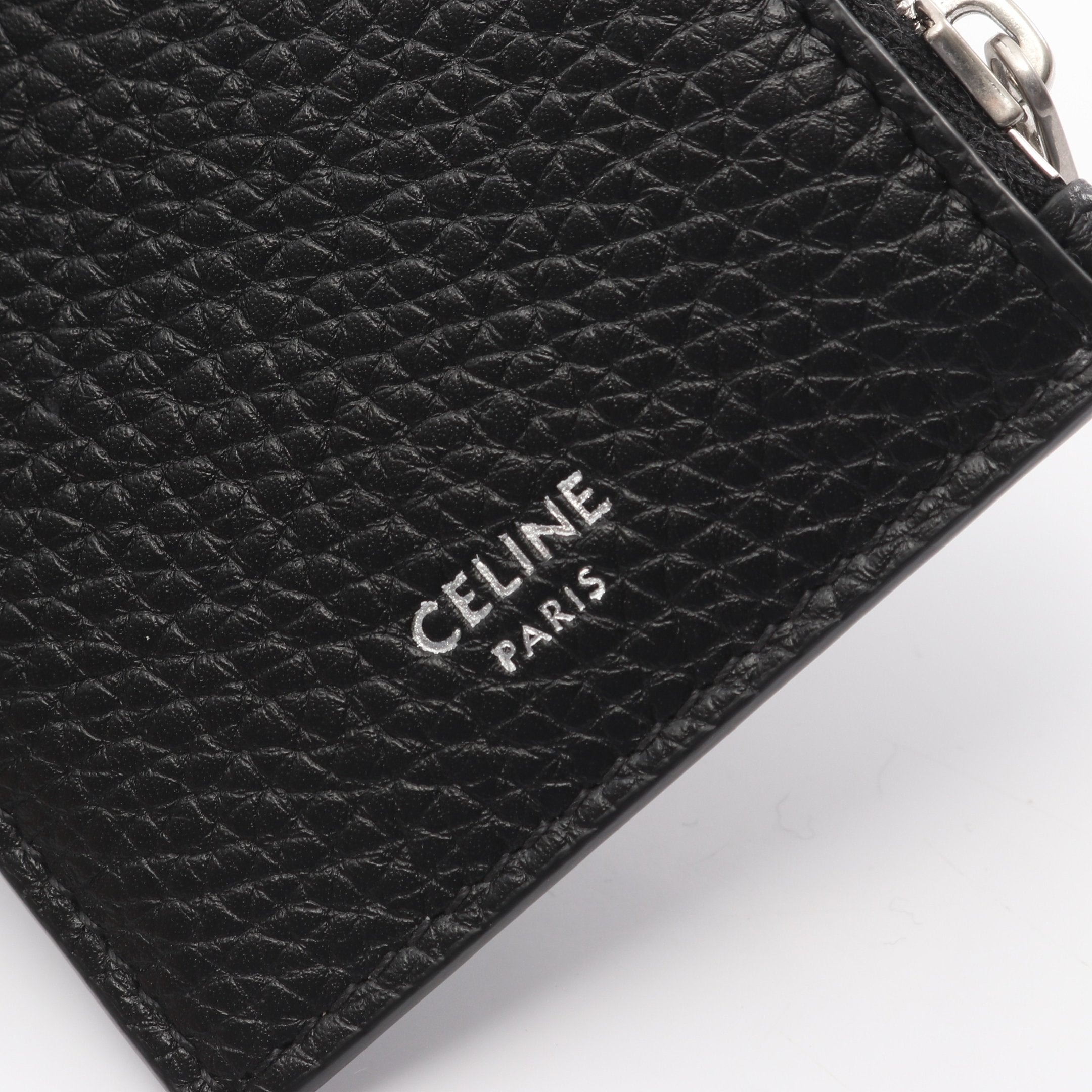 ジップ付きコンパクト カードホルダー コインケース レザー ブラック