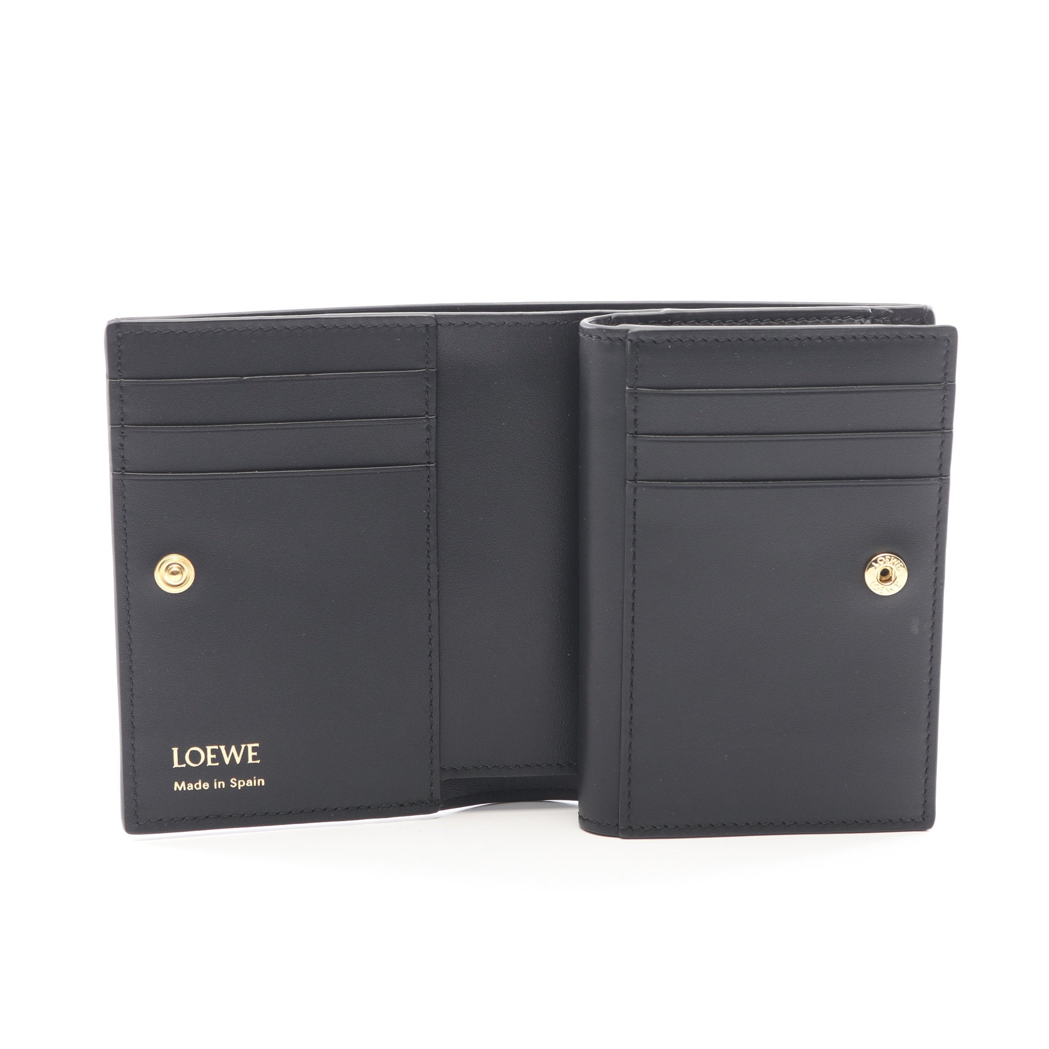 LOEWE コンパクト フラップウォレット ブラック LOEWE（ロエベ） スリム コンパクト ウォレット 二つ折り財布 財布