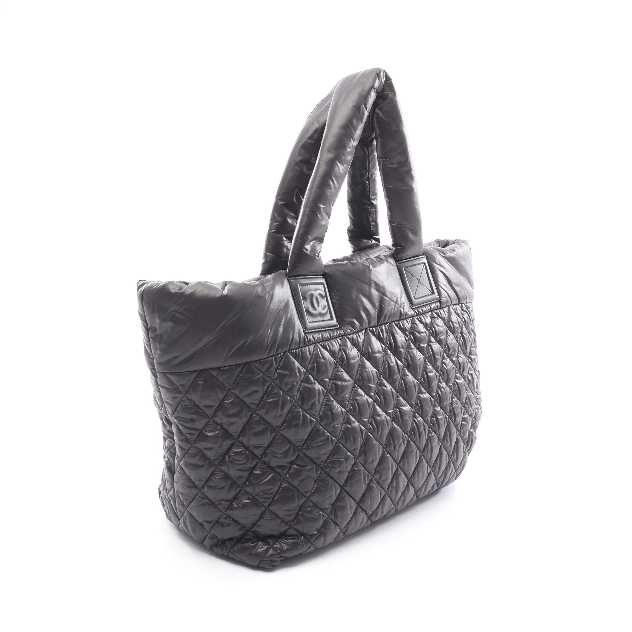 コココクーン ハンドバッグ トートバッグ ナイロン レザー ブラック