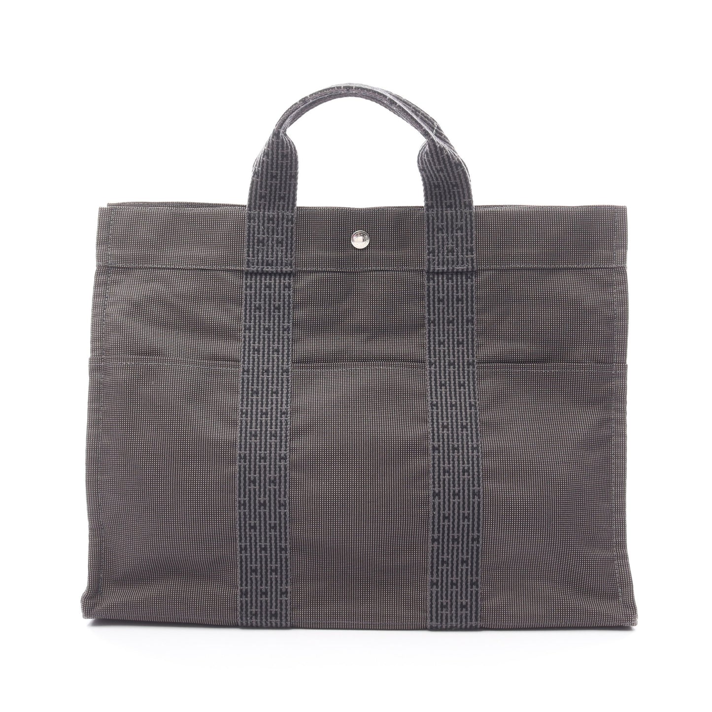エールラインMM ハンドバッグ トートバッグ キャンバス ダークグレー シルバー金具 エルメス バッグ HERMES