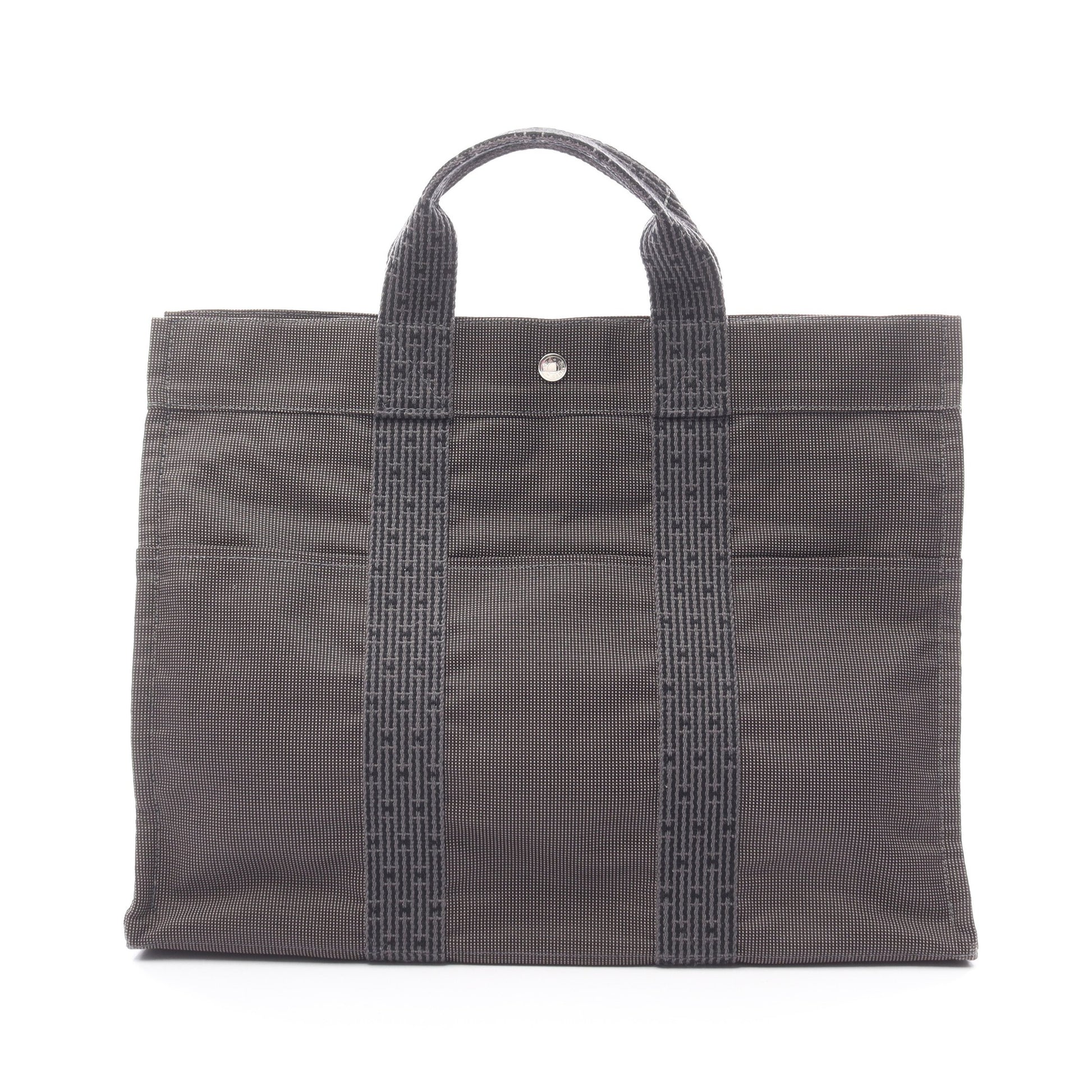 エールラインMM ハンドバッグ トートバッグ キャンバス ダークグレー シルバー金具 エルメス バッグ HERMES