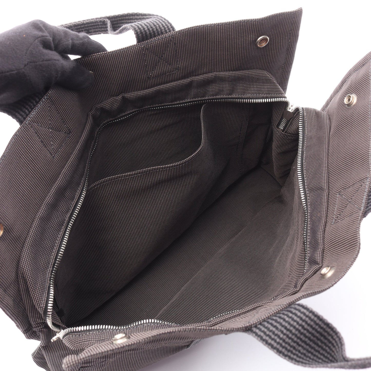 エールラインMM ハンドバッグ トートバッグ キャンバス ダークグレー シルバー金具 エルメス バッグ HERMES