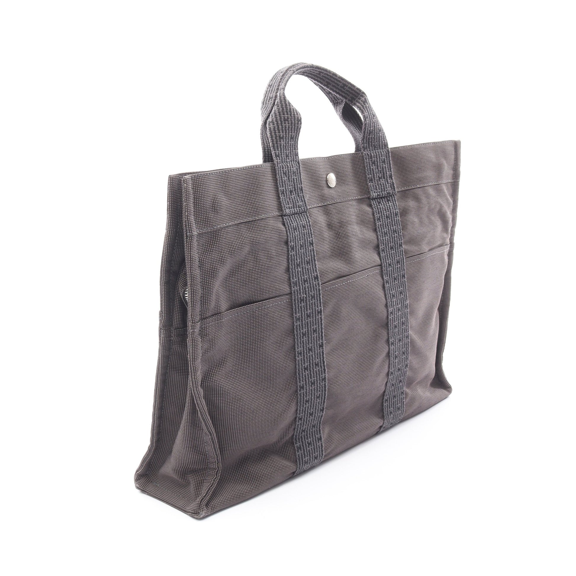 エールラインMM ハンドバッグ トートバッグ キャンバス ダークグレー シルバー金具 エルメス バッグ HERMES