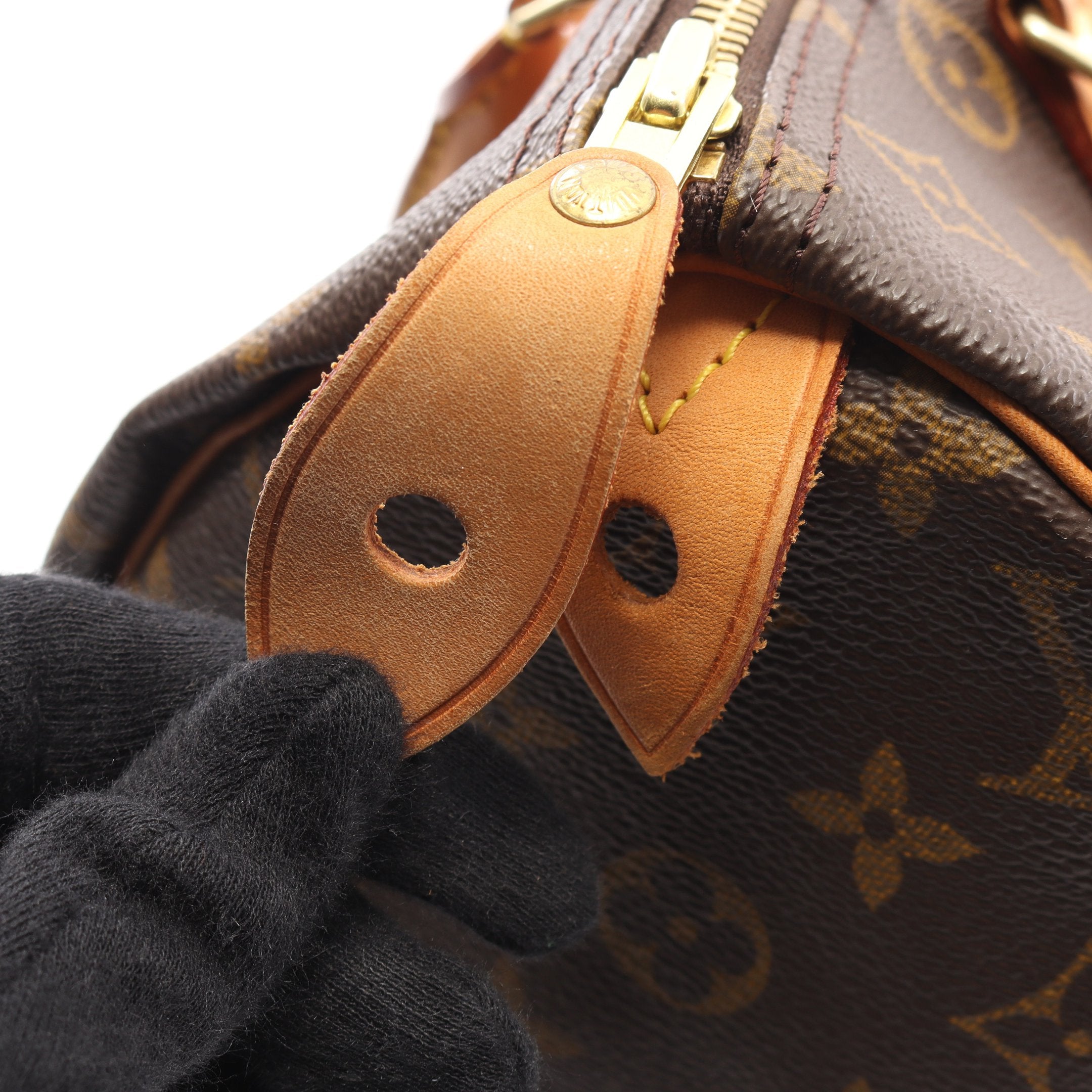 スピーディ30 モノグラム ハンドバッグ PVC レザー ブラウン ルイ