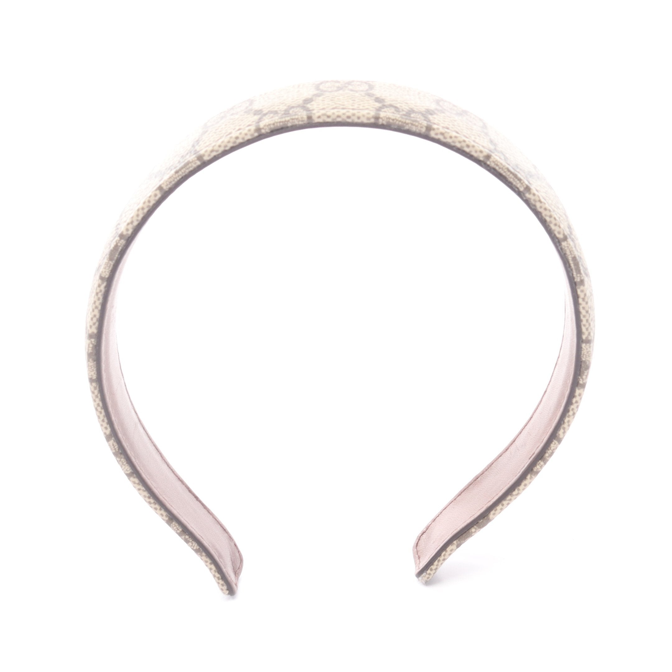 GGファブリック ヘアバンド カチューシャ PVC レザー ベージュ ダーク