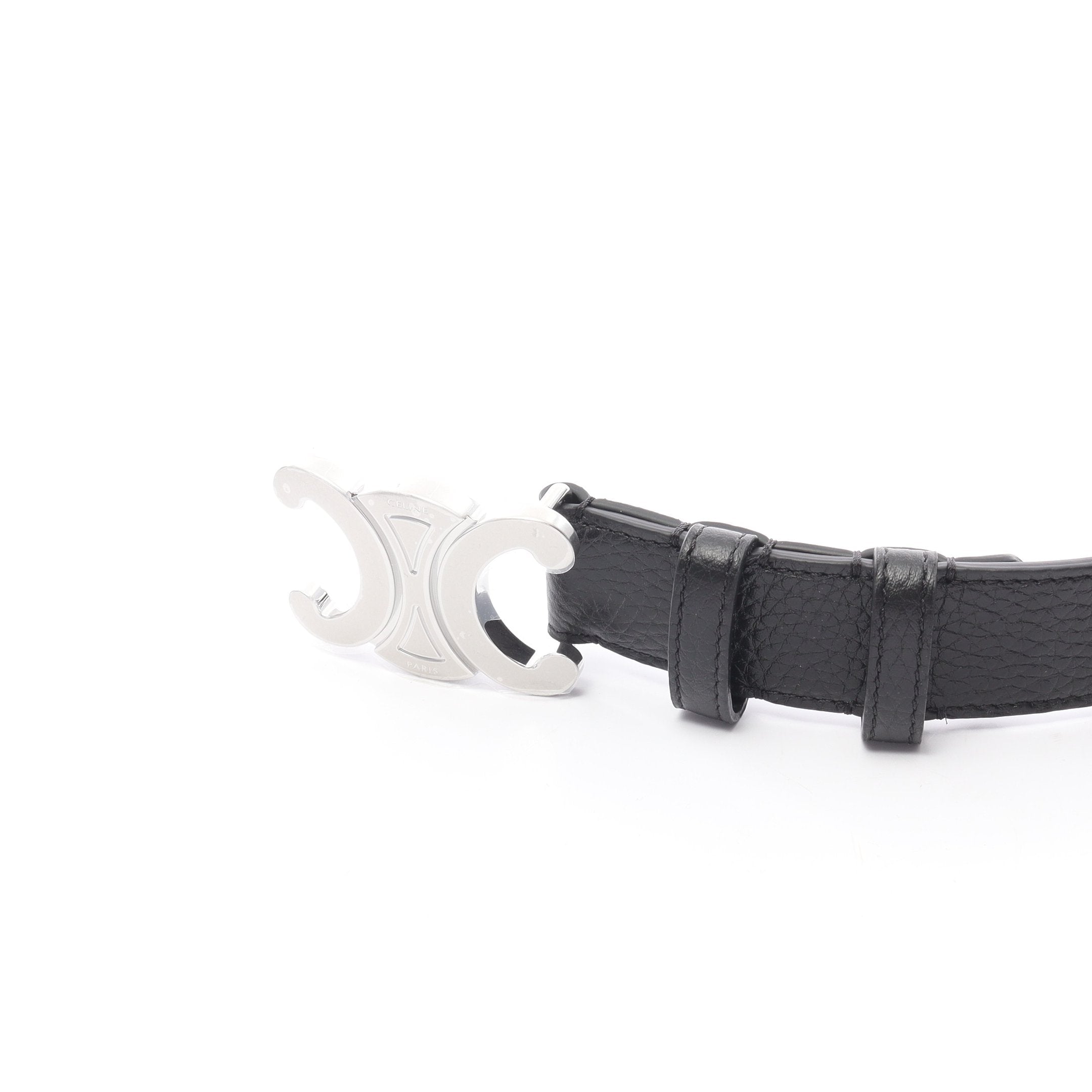 トリオンフ ラージ 30MM ベルト レザー ブラック シルバー金具