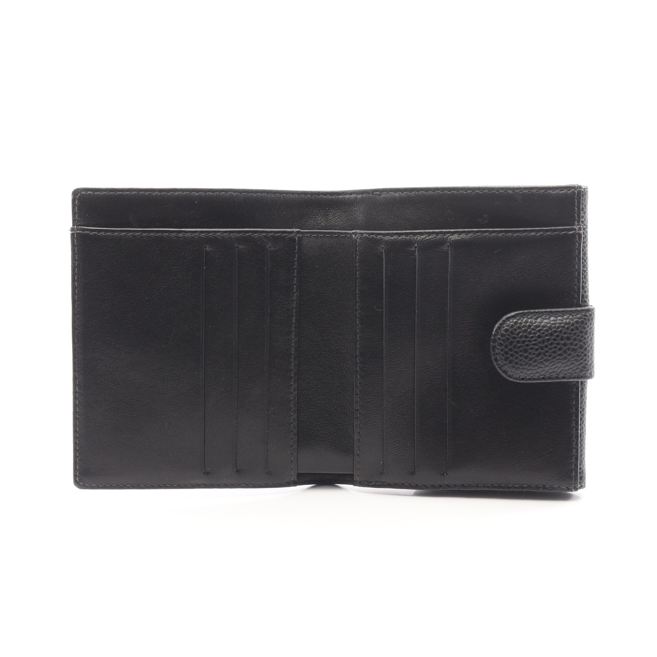 ココマーク Wホック財布 二つ折り財布 キャビアスキン ブラック