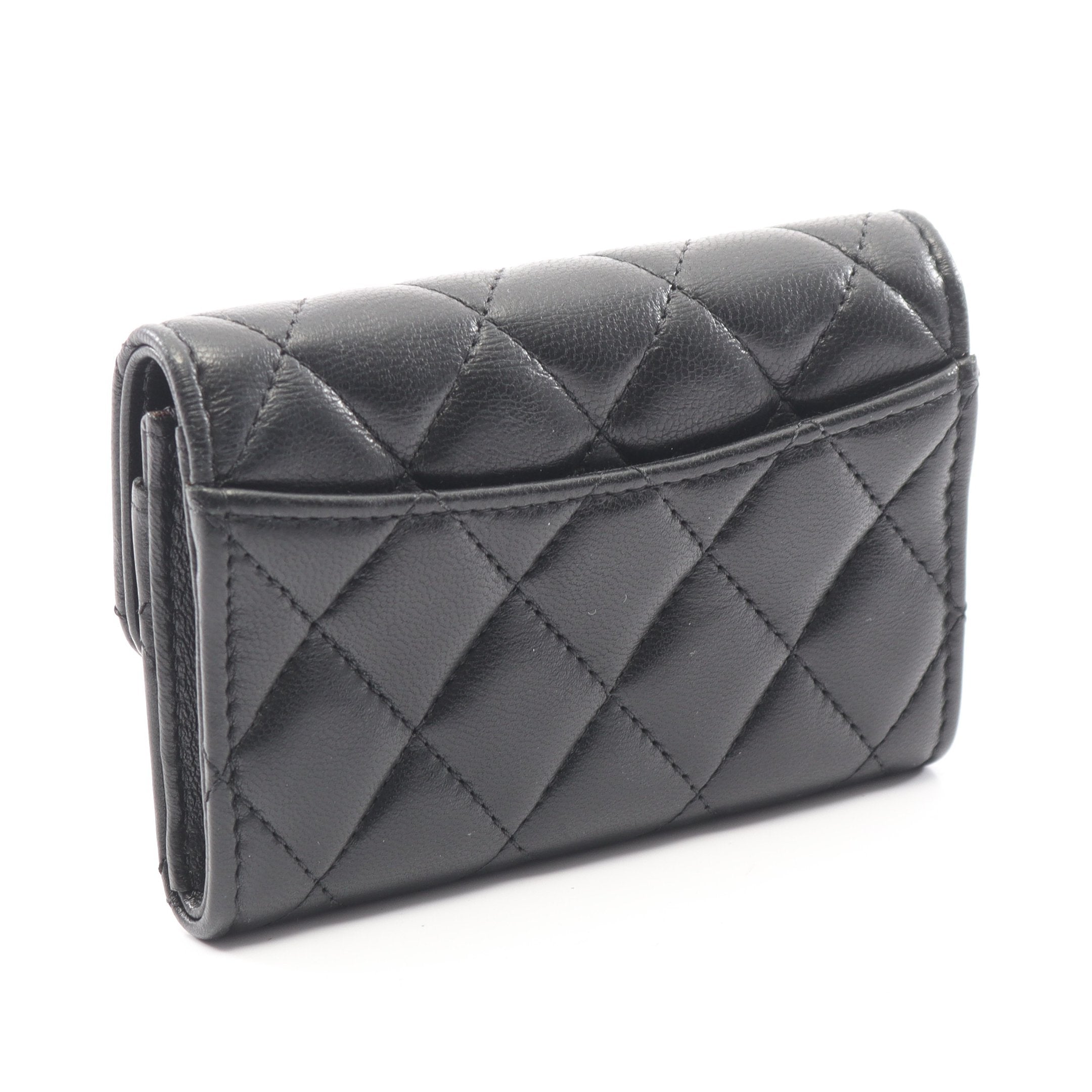 マトラッセ カードケース 名刺入れ ラムスキン ブラック シルバー金具