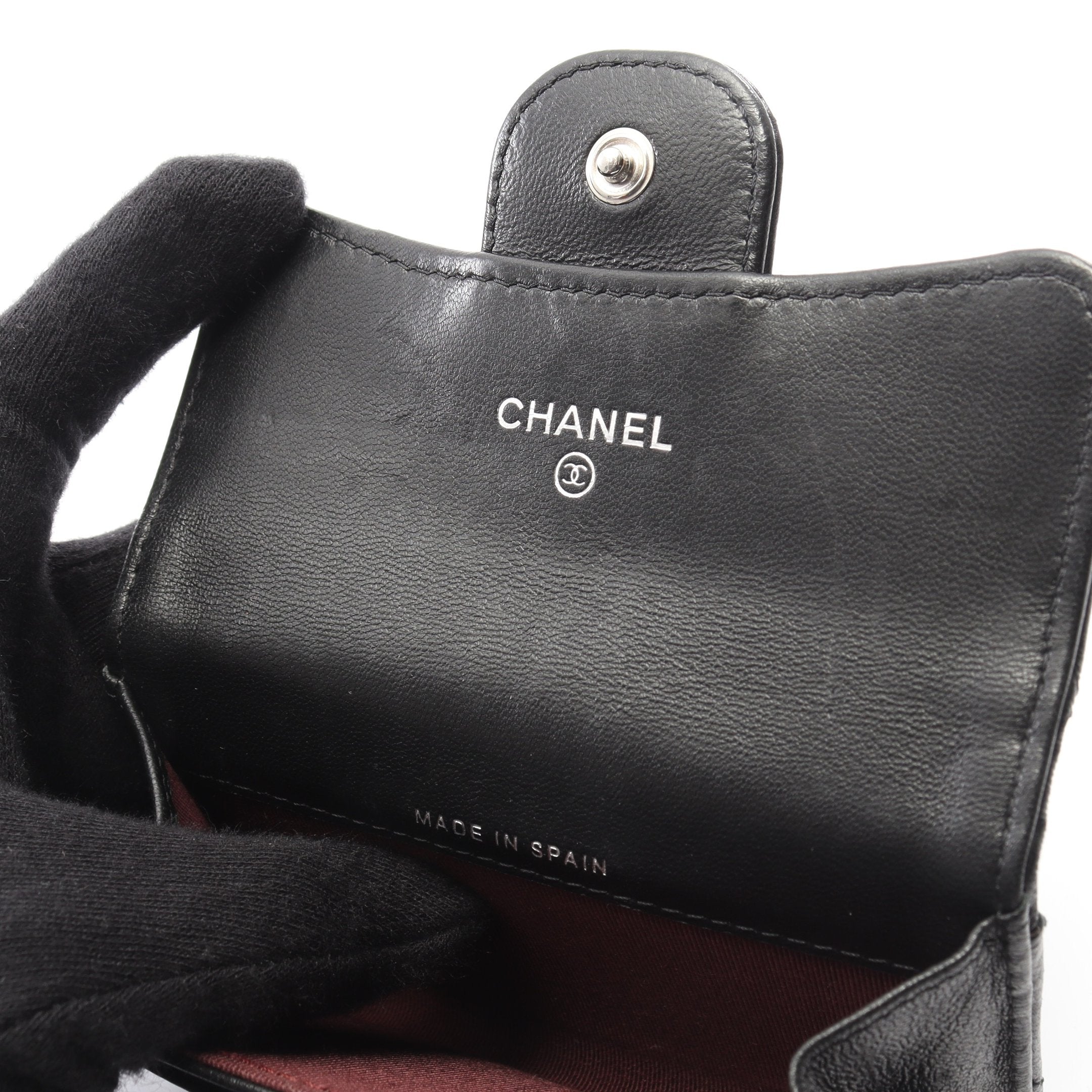 マトラッセ カードケース 名刺入れ ラムスキン ブラック シルバー金具