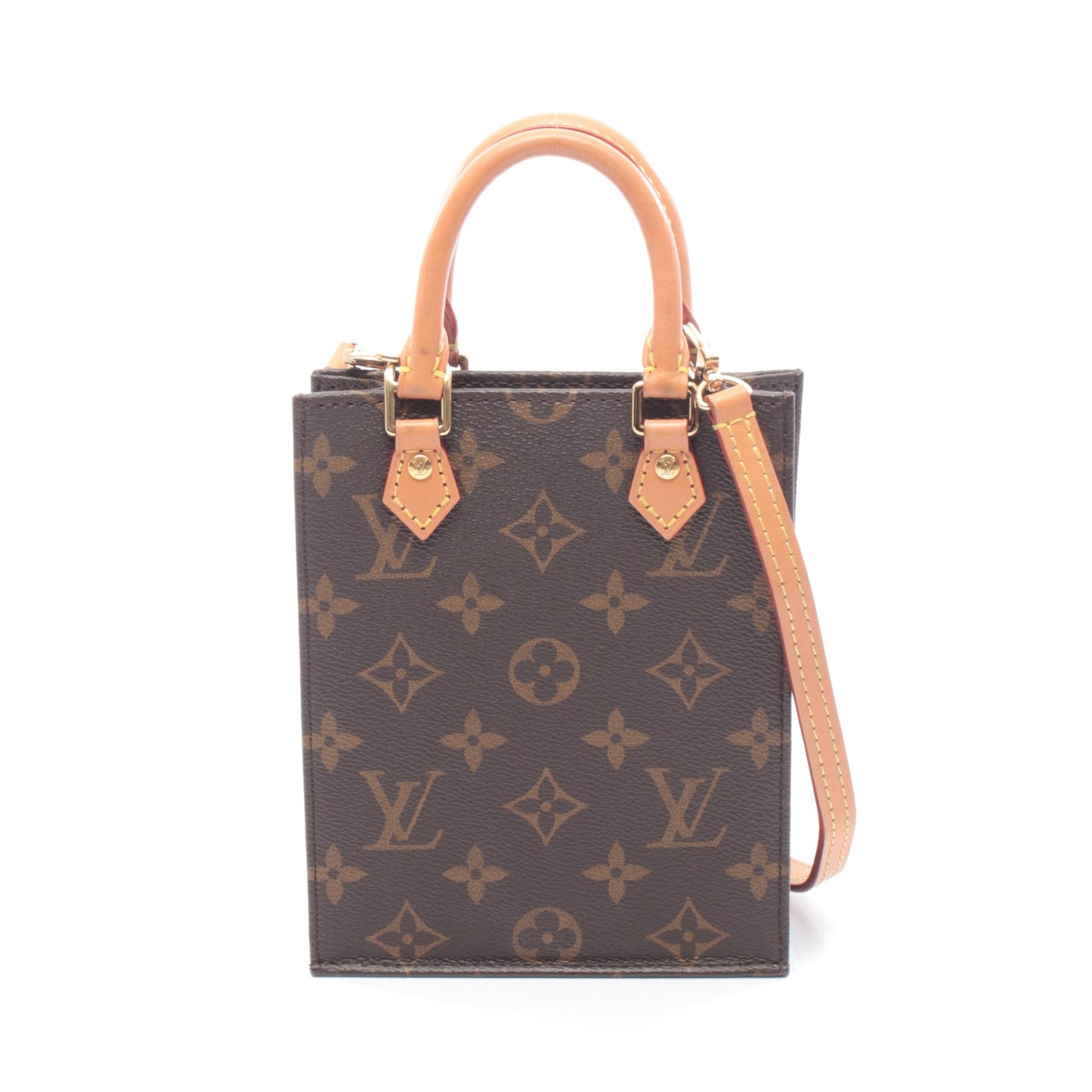プティット サックプラ モノグラム ハンドバッグ PVC レザー ブラウン 2WAY ルイヴィトン バッグ LOUIS VUITTON