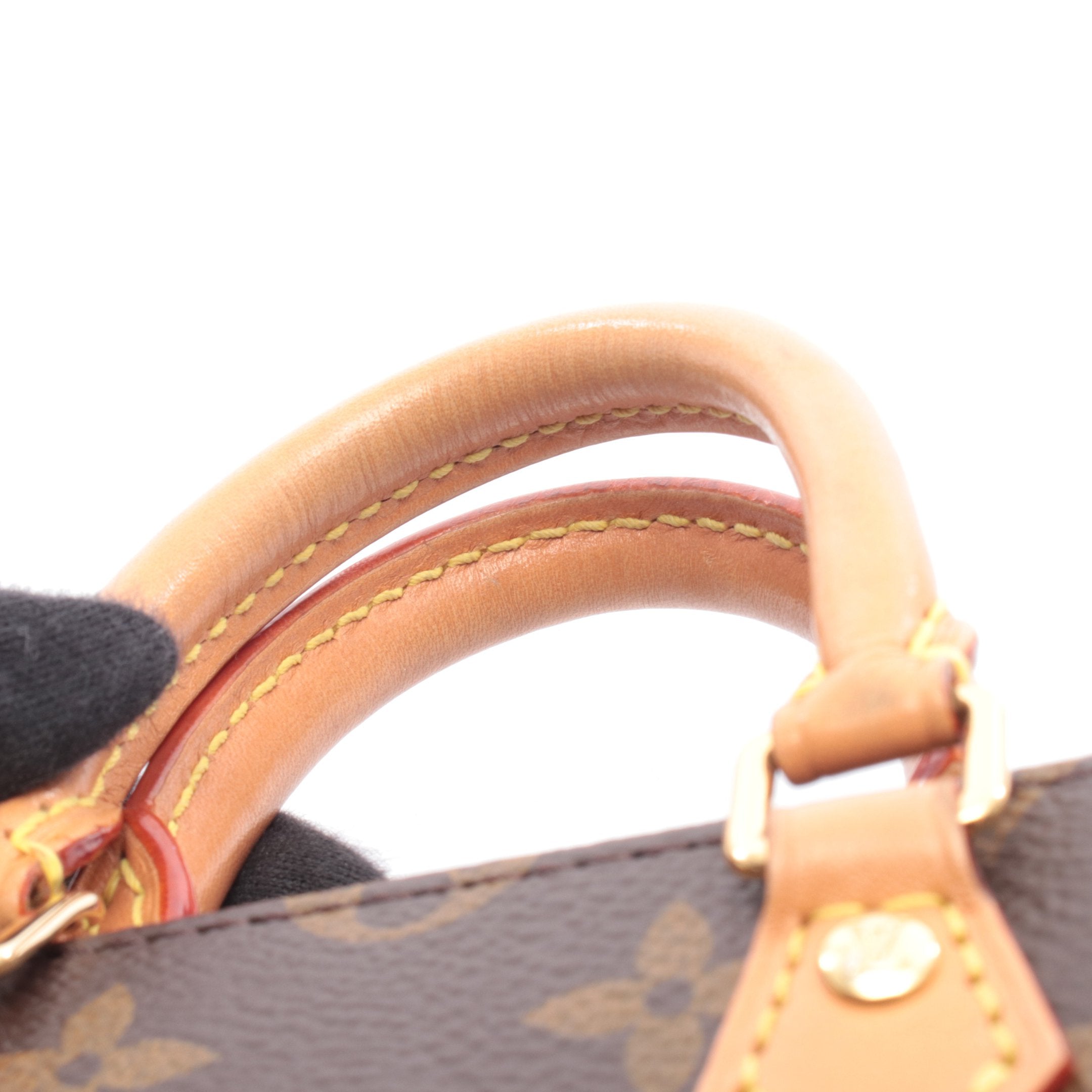 プティット サックプラ モノグラム ハンドバッグ PVC レザー ブラウン