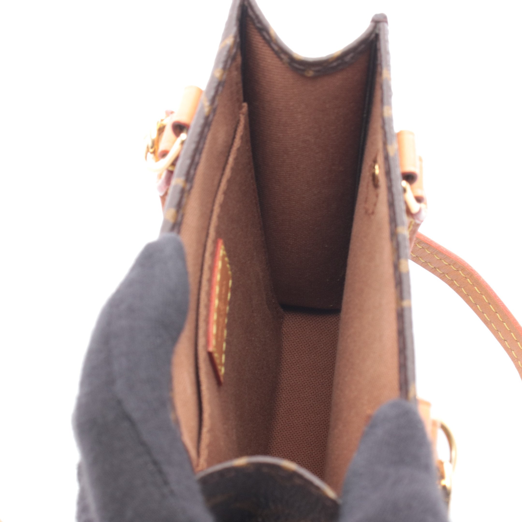 プティット サックプラ モノグラム ハンドバッグ PVC レザー ブラウン