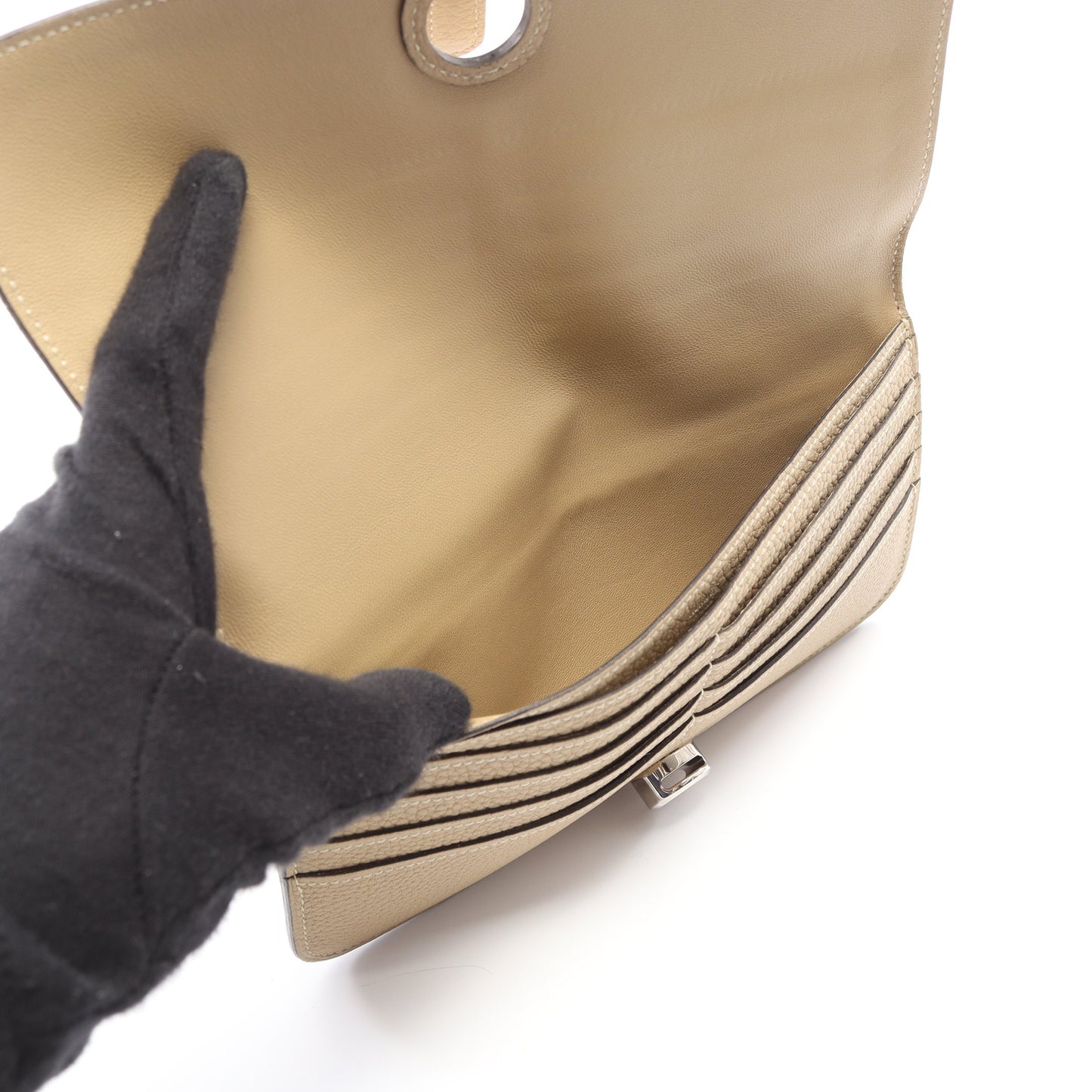ドゴンロング トレンチ 二つ折り長財布 トリヨンクレマンス ベージュ シルバー金具 A刻印 エルメス 財布・小物 HERMES