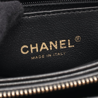 シェブロン Vステッチ チェーンショルダーバッグ レザー ブラック ゴールド金具 シャネル バッグ CHANEL