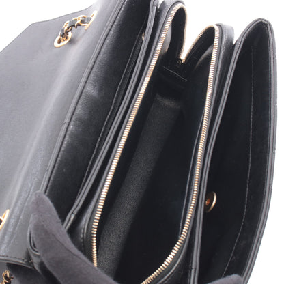 シェブロン Vステッチ チェーンショルダーバッグ レザー ブラック ゴールド金具 シャネル バッグ CHANEL