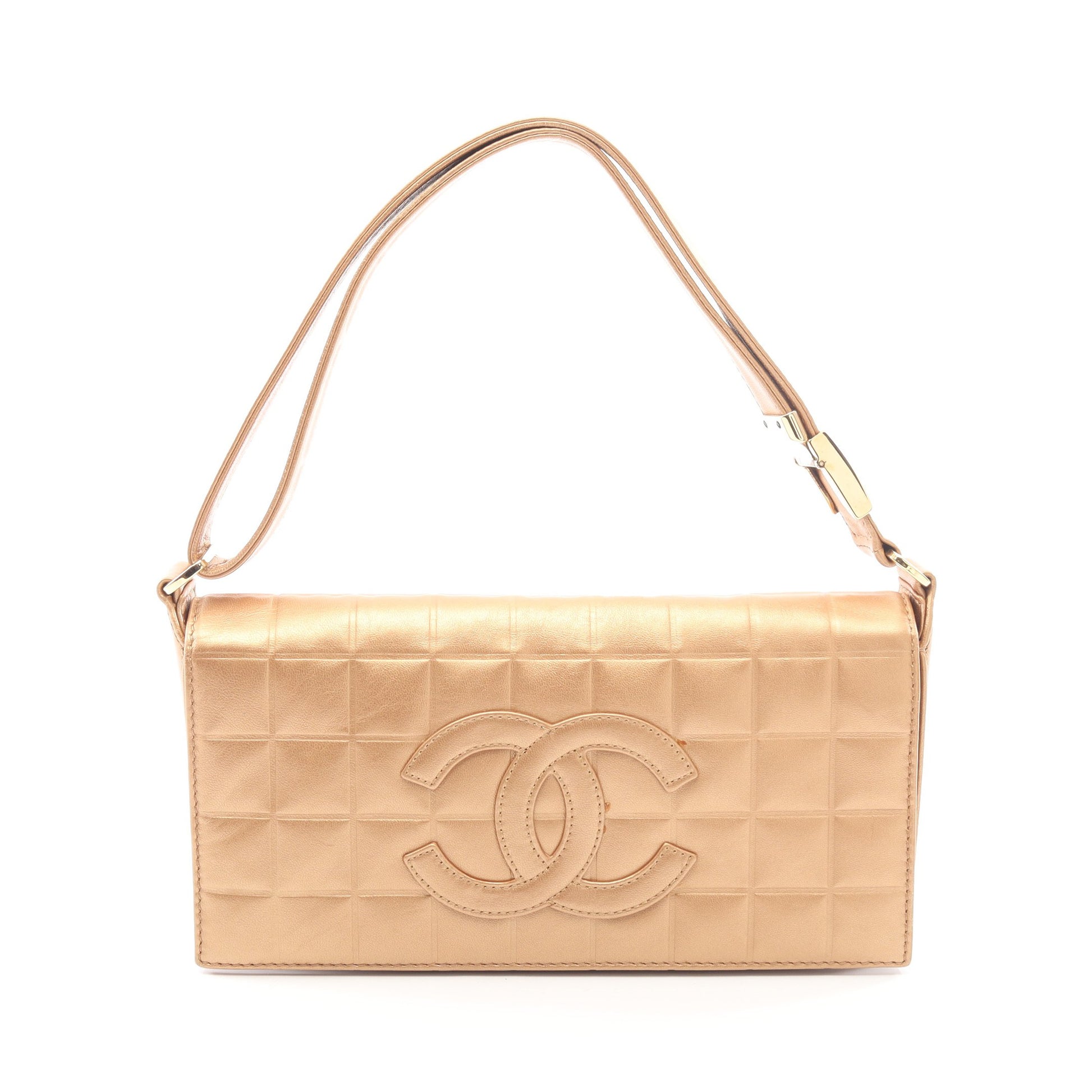 チョコバー ワンショルダーバッグ レザー シャンパンゴールド ゴールド金具 シャネル バッグ CHANEL