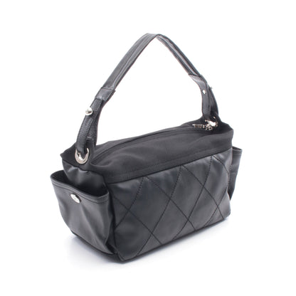 パリビアリッツ ワンショルダーバッグ コーティングキャンバス レザー ブラック シルバー金具 シャネル バッグ CHANEL