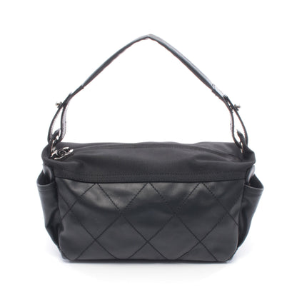 パリビアリッツ ワンショルダーバッグ コーティングキャンバス レザー ブラック シルバー金具 シャネル バッグ CHANEL