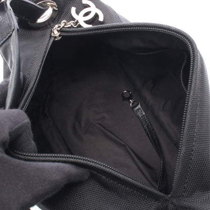 パリビアリッツ ワンショルダーバッグ コーティングキャンバス レザー ブラック シルバー金具 シャネル バッグ CHANEL