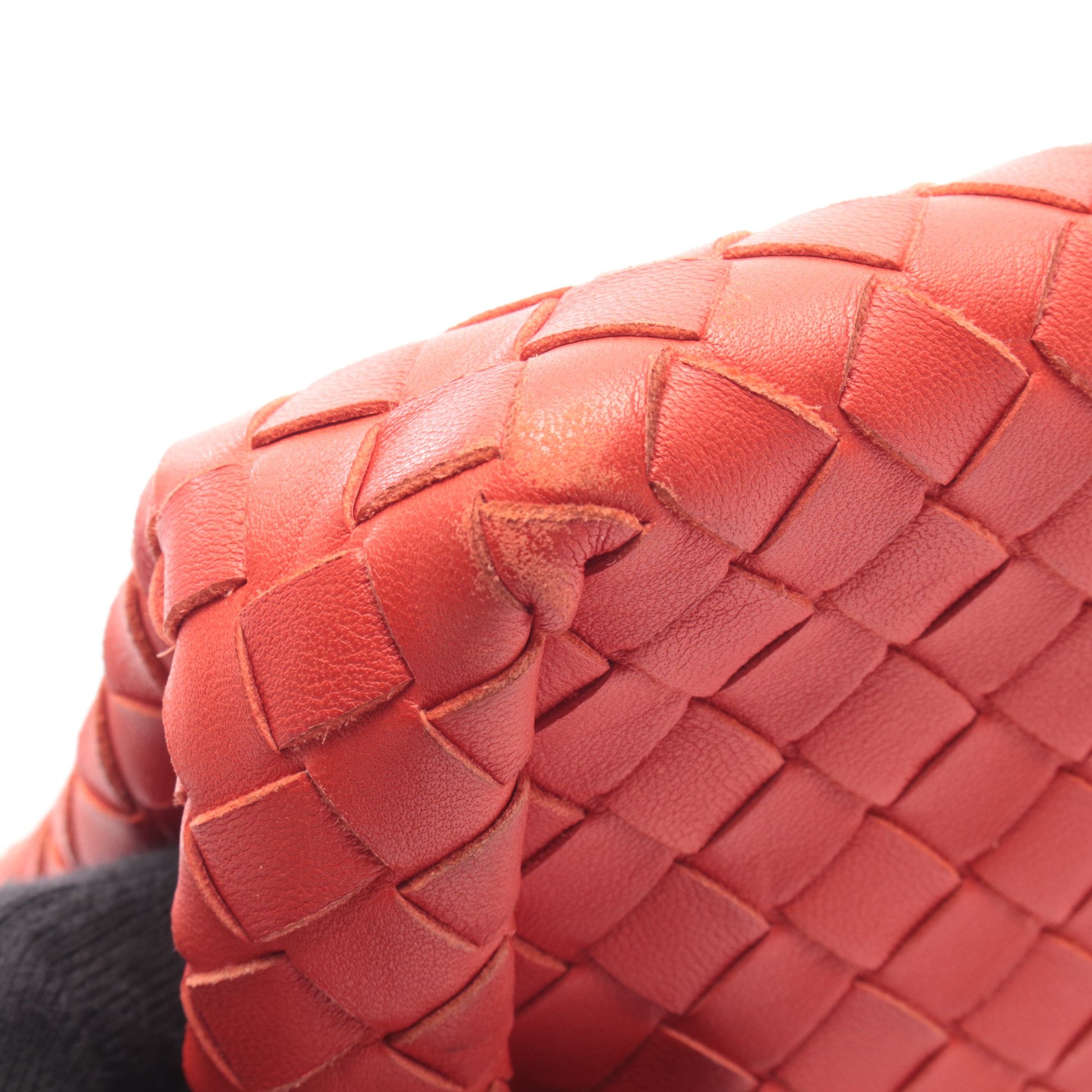イントレチャート ハンドバッグ トートバッグ レザー オレンジレッド ボッテガヴェネタ バッグ BOTTEGA VENETA