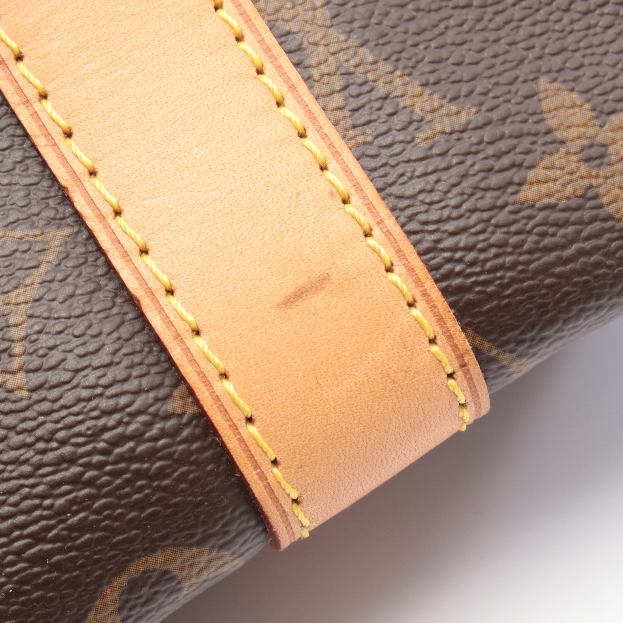 キーポル55 モノグラム ボストンバッグ PVC レザー ブラウン ルイ