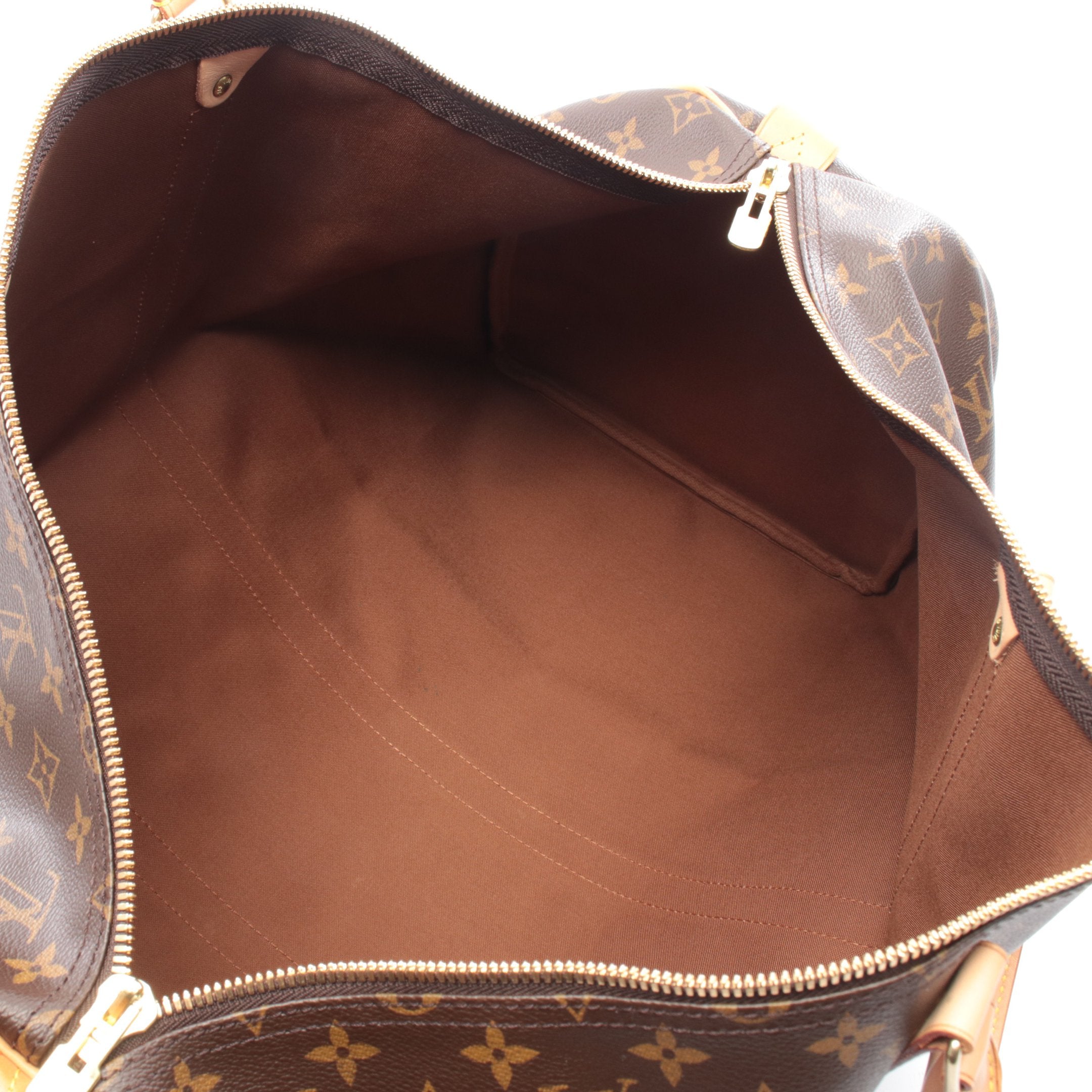 キーポル55 モノグラム ボストンバッグ PVC レザー ブラウン ルイ