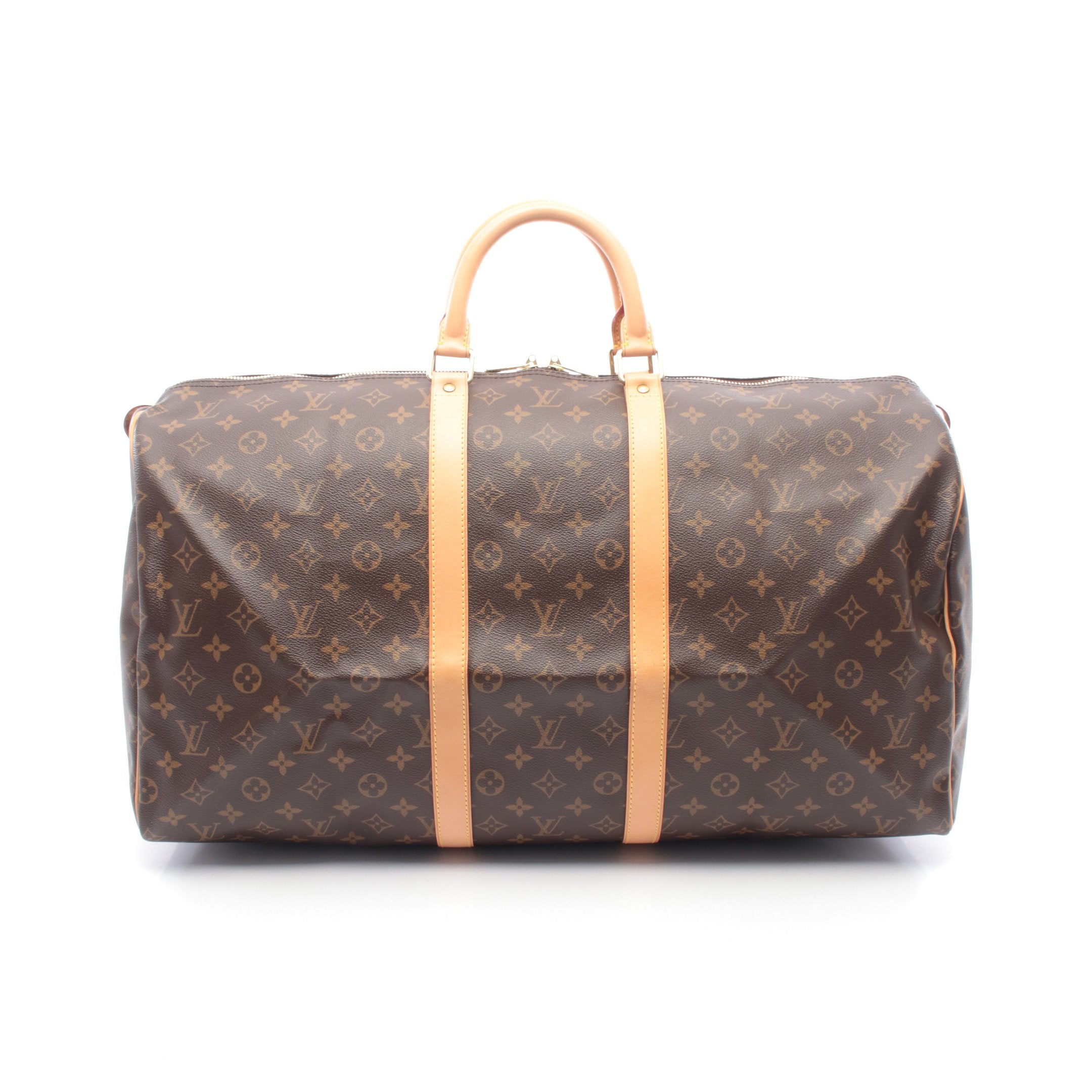 キーポル55 モノグラム ボストンバッグ PVC レザー ブラウン ルイ