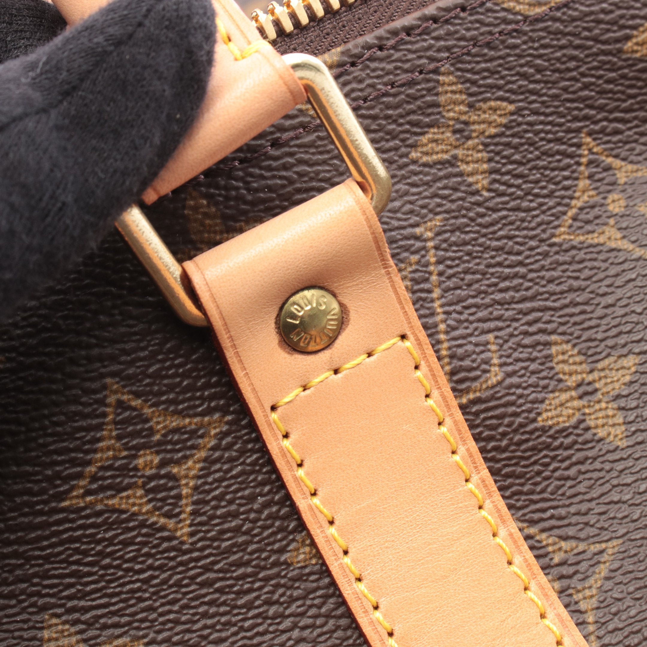 キーポル55 モノグラム ボストンバッグ PVC レザー ブラウン ルイ