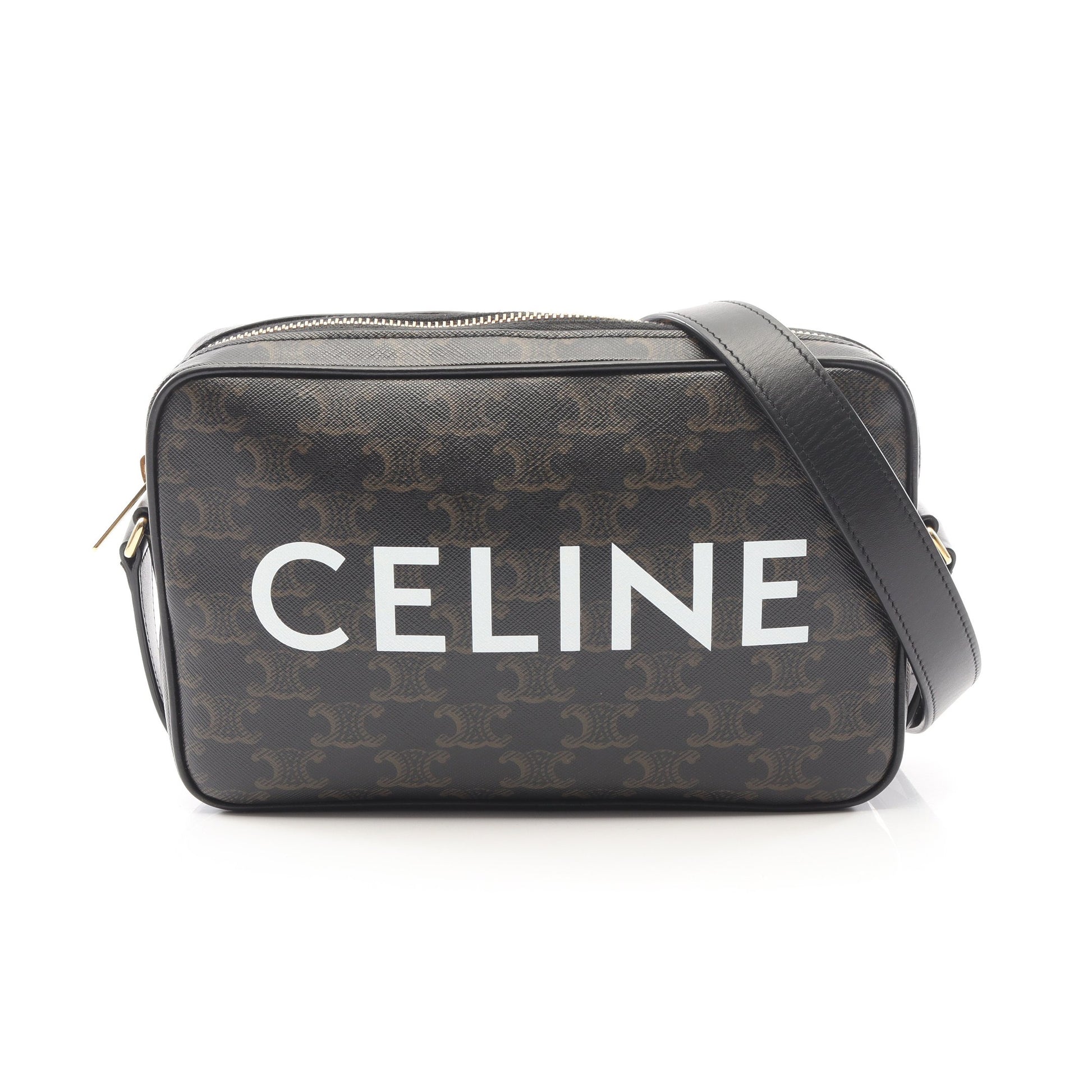 トリオンフ ミディアム メッセンジャーバッグ ショルダーバッグ PVC レザー ブラック ブラウン セリーヌ バッグ CELINE