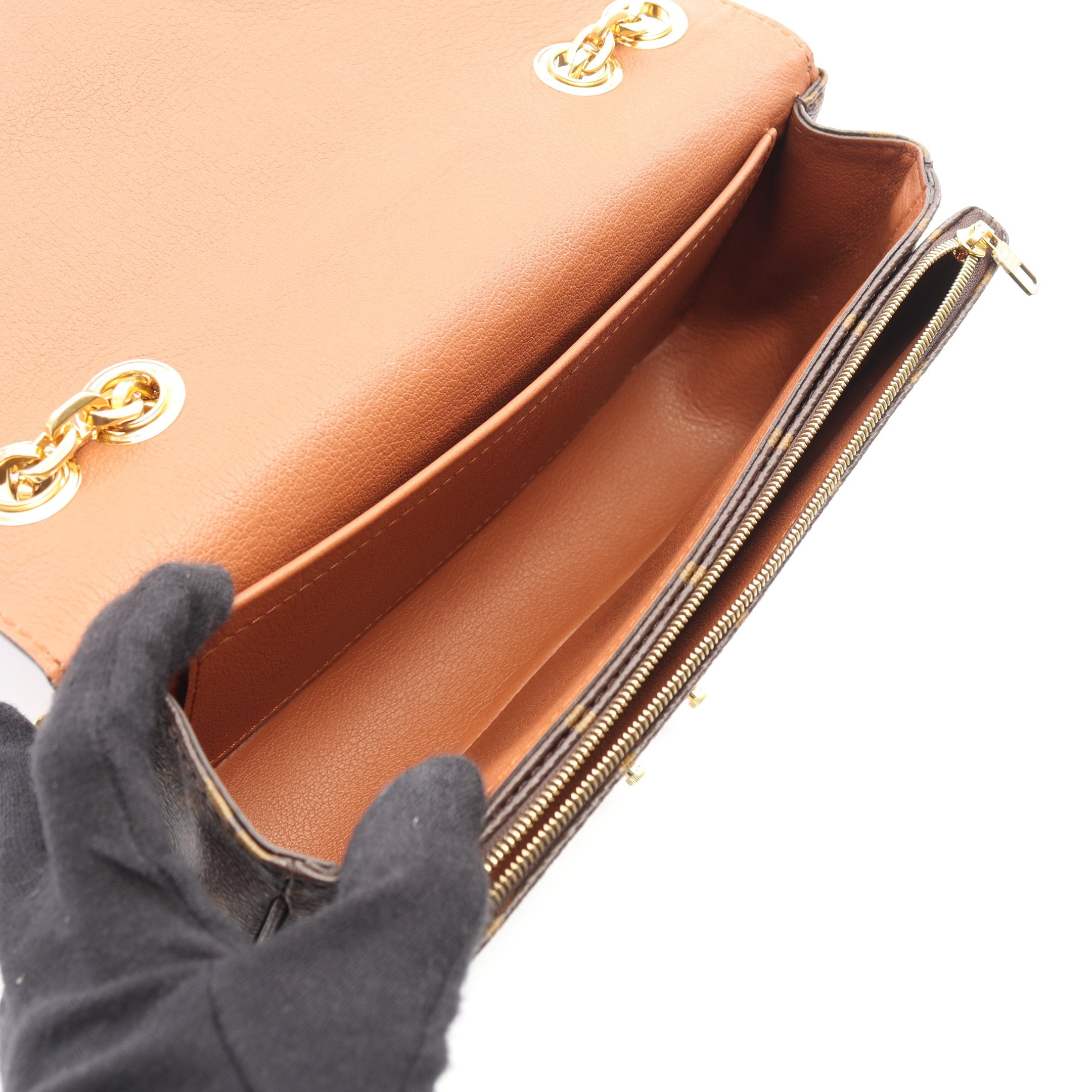 マルソー モノグラム キャラメル チェーンショルダーバッグ PVC レザー