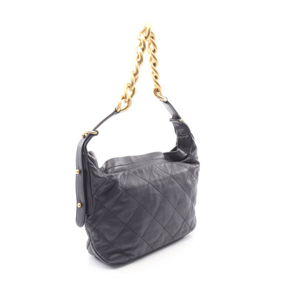 マトラッセ チェーンショルダーバッグ ラムスキン ネイビー ゴールド金具 シャネル バッグ CHANEL