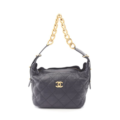 マトラッセ チェーンショルダーバッグ ラムスキン ネイビー ゴールド金具 シャネル バッグ CHANEL