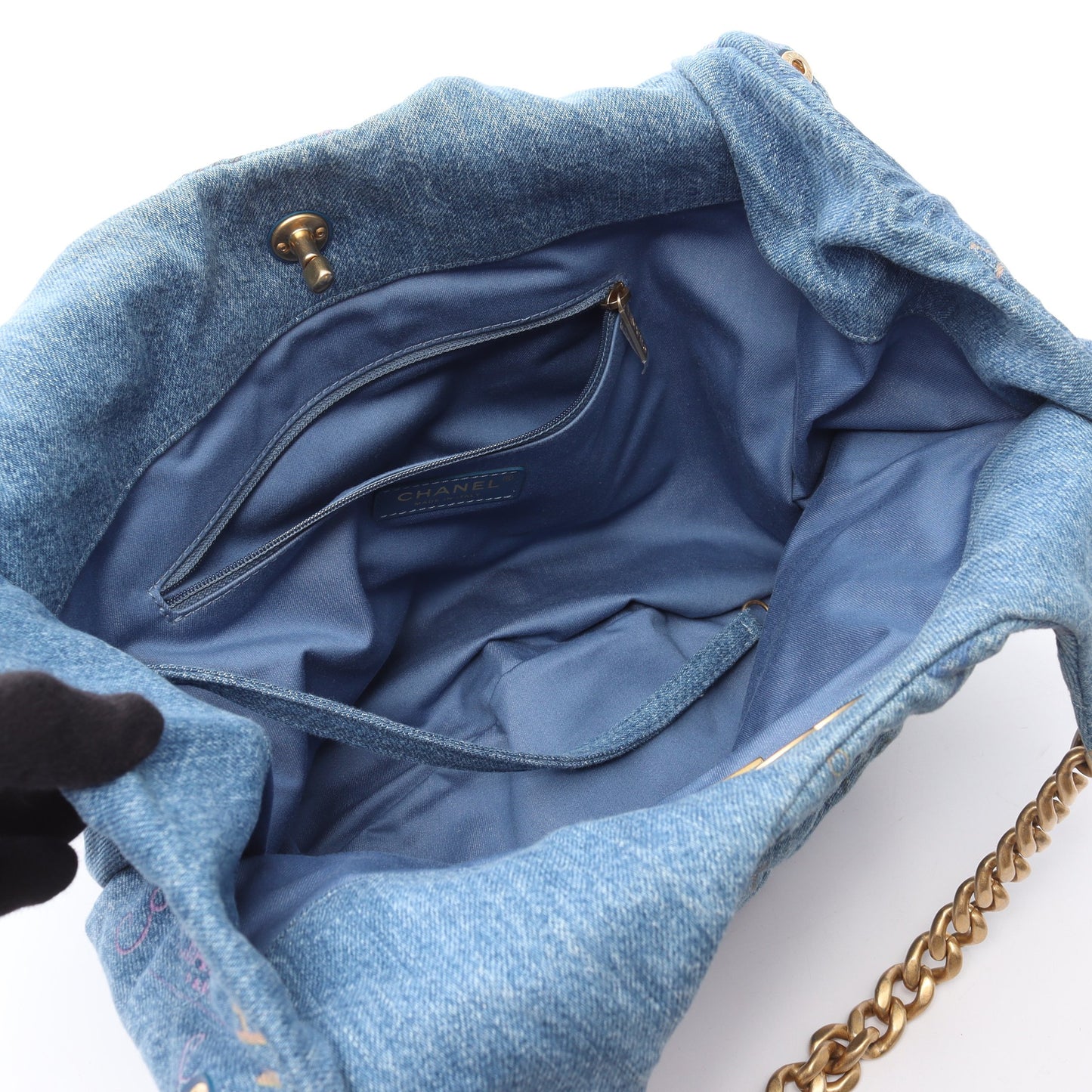 マトラッセ ホーボー ワンショルダーバッグ デニム ブルー マルチカラー ゴールド金具 シャネル バッグ CHANEL