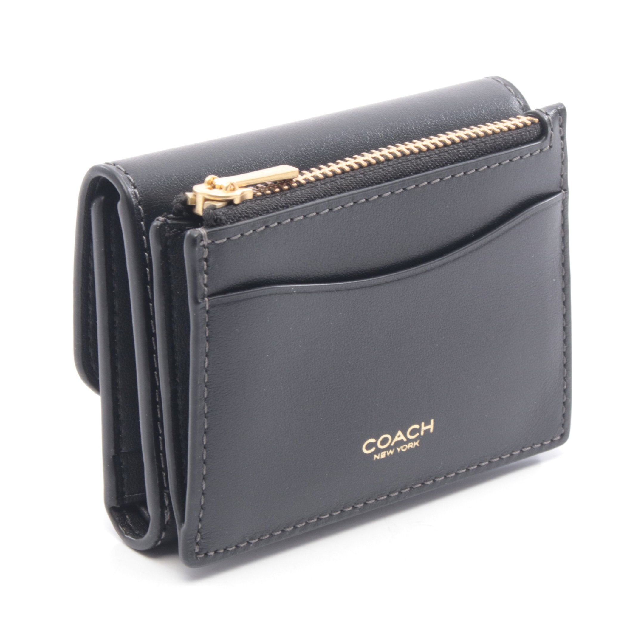ESSENTIAL CARD HOLDER WALLET 三つ折り財布 レザー ブラック コーチ
