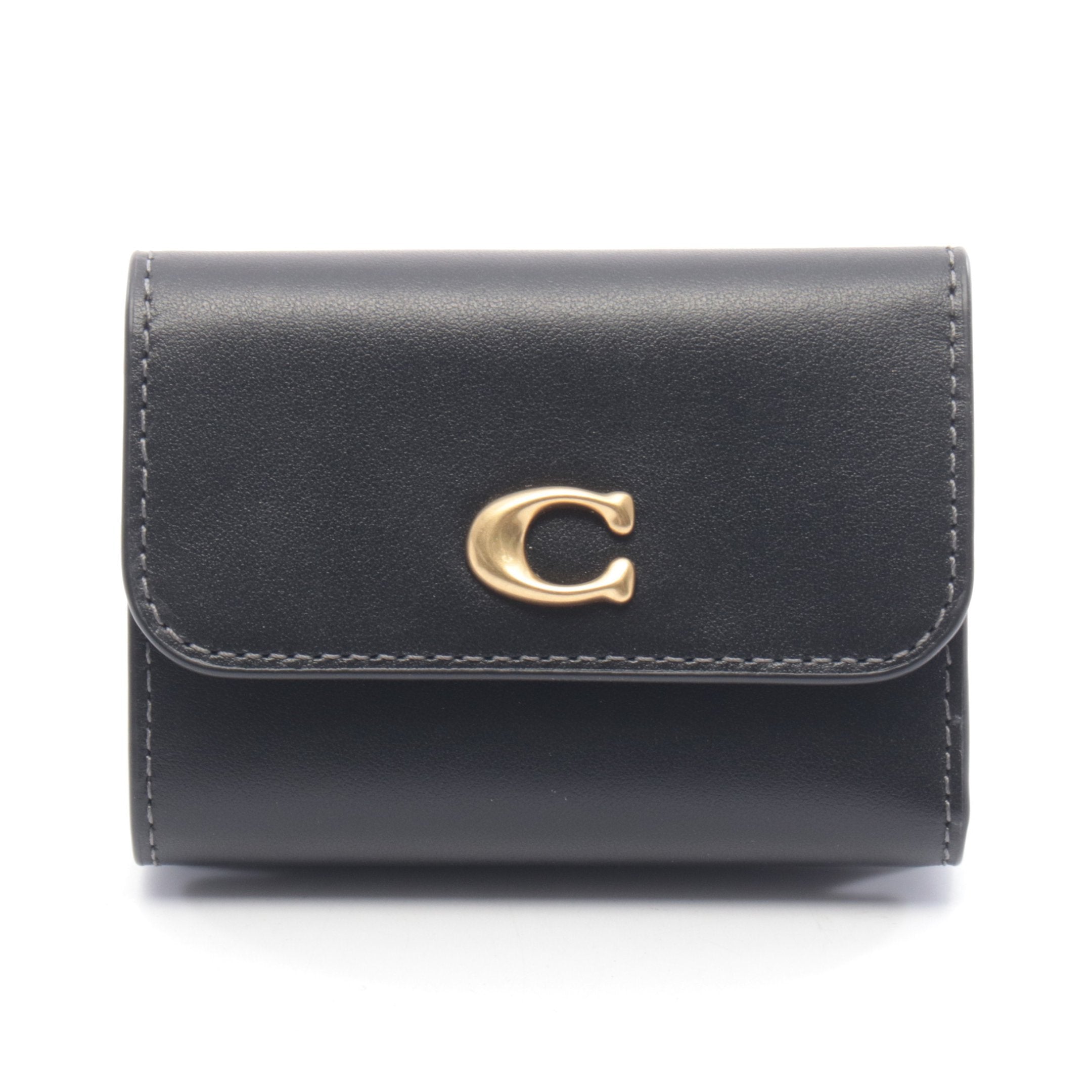 COACH ブラック レザー 三つ折り財布 ESSENTIAL CARD HOLDER WALLET 三つ折り財布 レザー ブラック コーチ