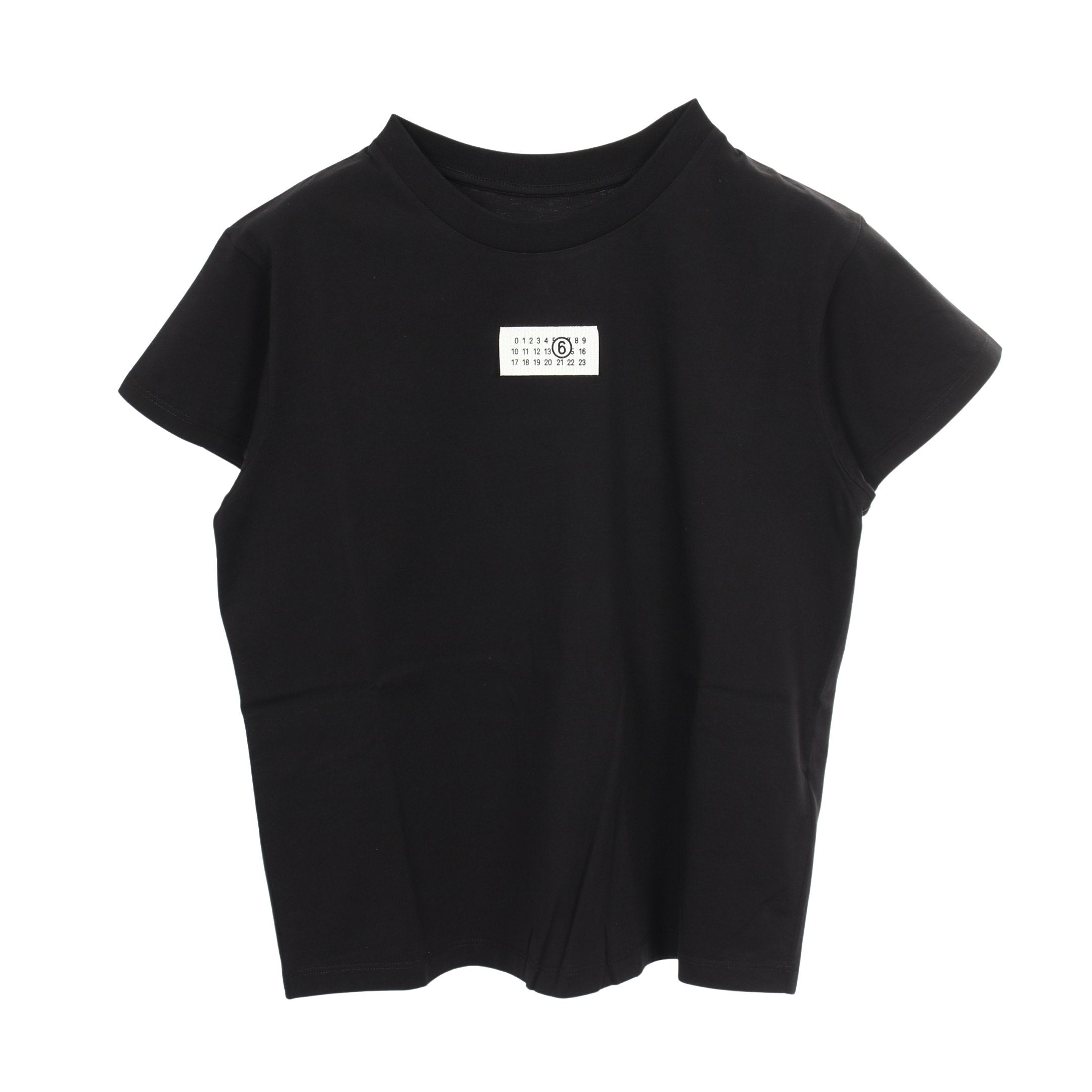 ナンバリングロゴ 半袖Tシャツ コットン ブラック エムエムシックス