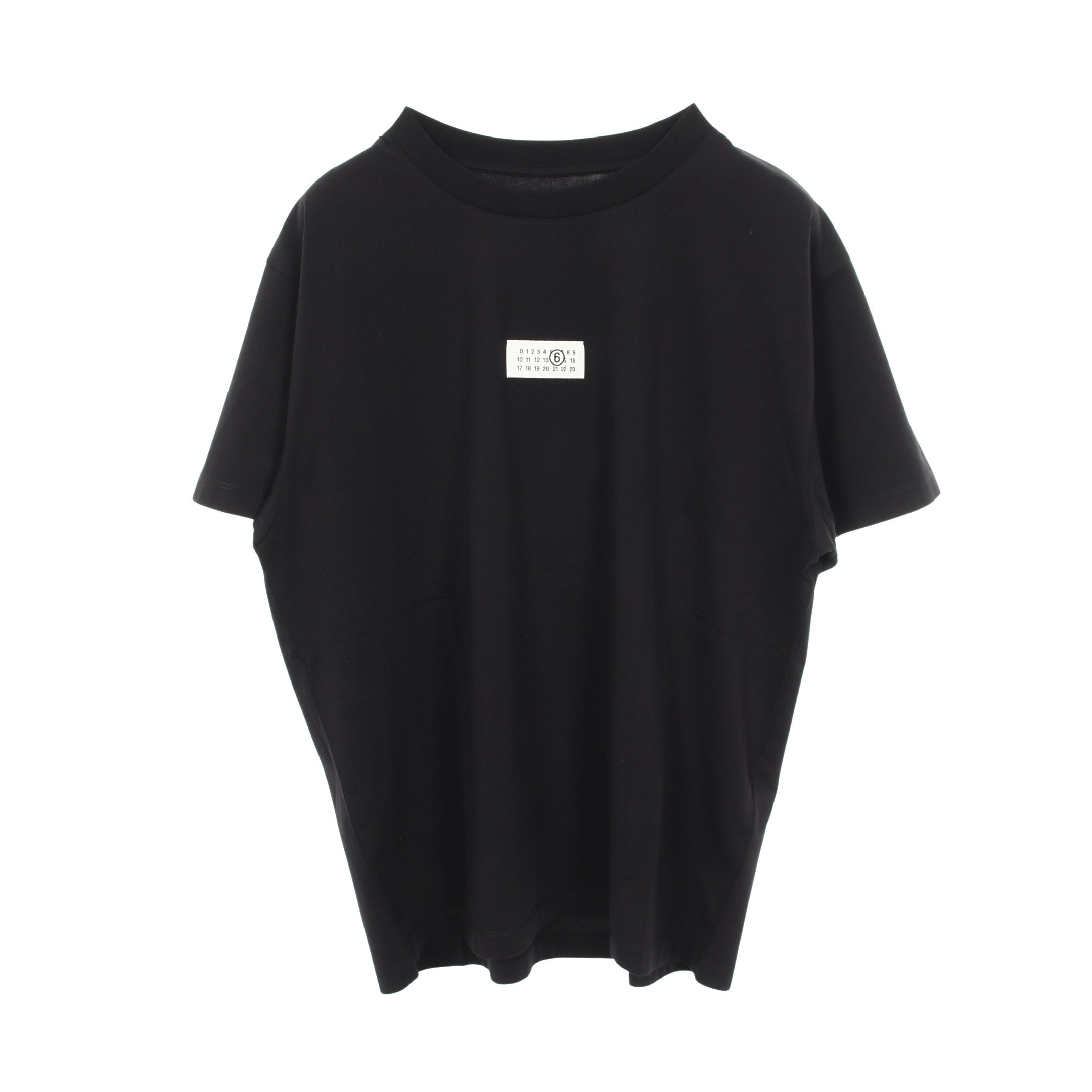エムエムシックス MM6 テープドラベル ナンバリングロゴ 半袖Tシャツ 衣料品 トップス コットン レディース ブラック系 S62GD0210M20115900M 【新品】 テープドラベル ナンバリングロゴ 半袖Tシャツ コットン ブラック