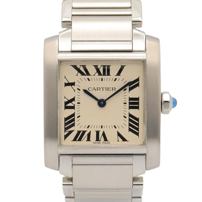 タンクフランセーズ MM ボーイズ 腕時計 クオーツ SS アイボリー カルティエ 時計 Cartier