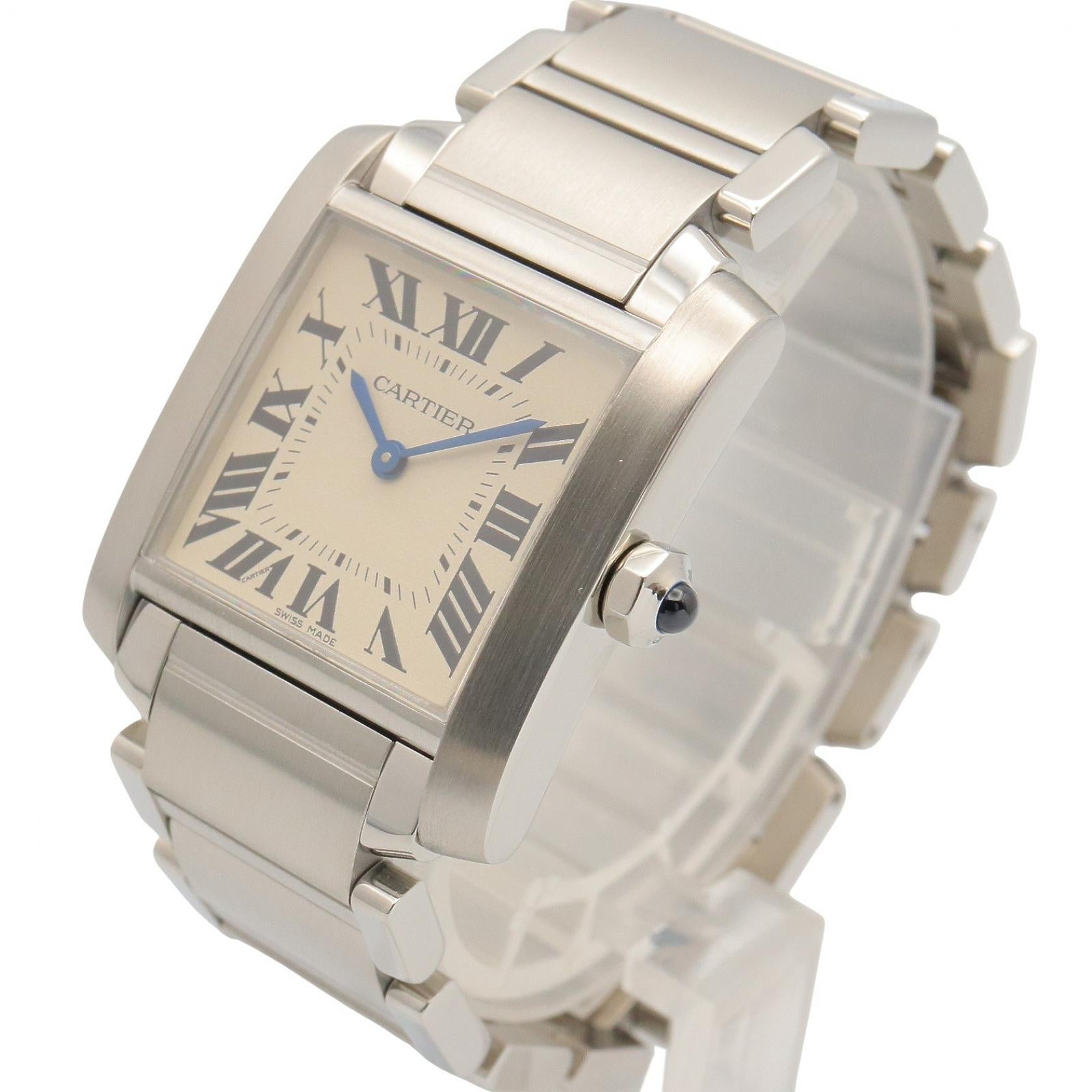 タンクフランセーズ MM ボーイズ 腕時計 クオーツ SS アイボリー カルティエ 時計 Cartier