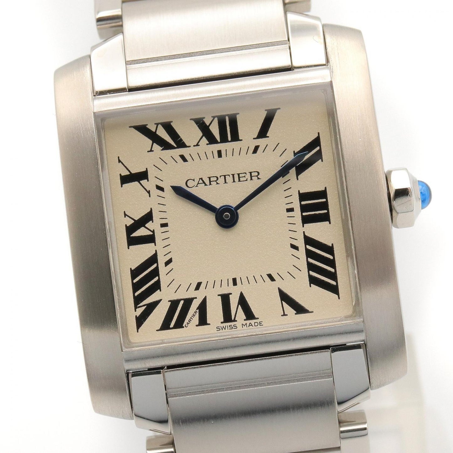 タンクフランセーズ MM ボーイズ 腕時計 クオーツ SS アイボリー カルティエ 時計 Cartier