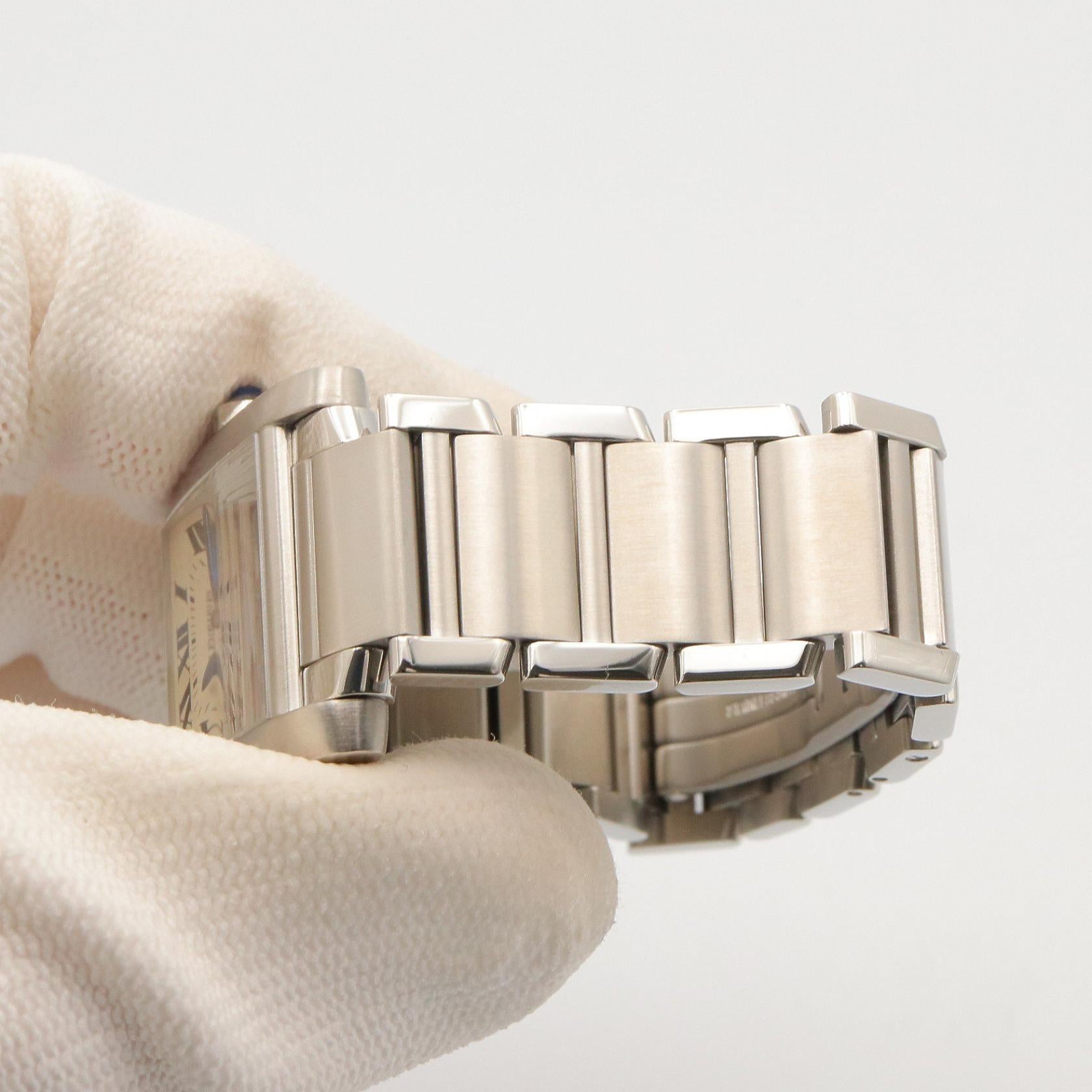 タンクフランセーズ MM ボーイズ 腕時計 クオーツ SS アイボリー カルティエ 時計 Cartier