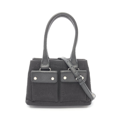 ロゴマニア ハンドバッグ キャンバス レザー ブラック 2WAY ブルガリ バッグ BVLGARI